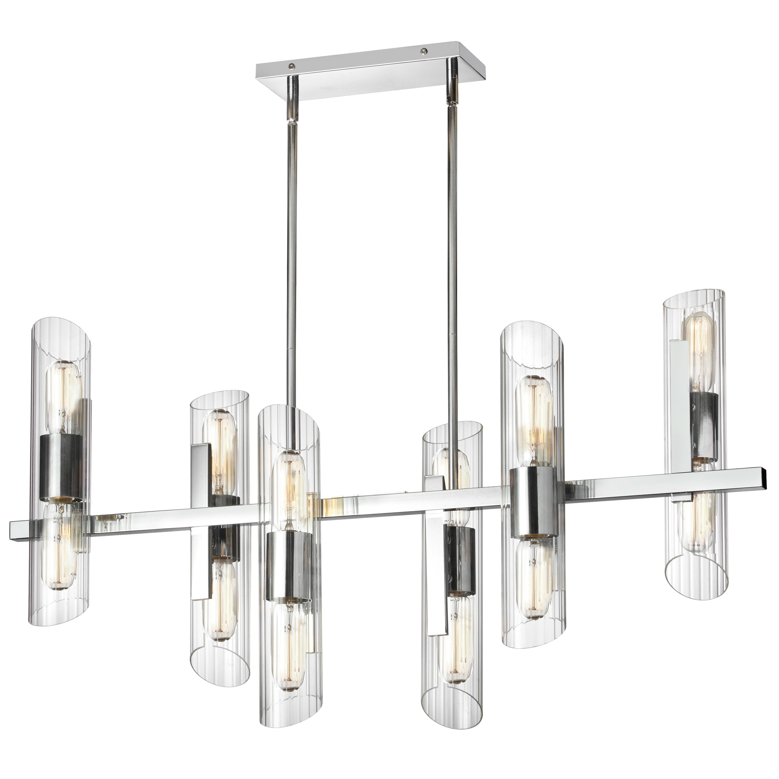 Dainolite Samantha - SAM-4012HC-PC - 12 Light Horizontal Polished Chrome Chandelier Fixture w/ Clear Fluted Glass - Polished Chrome