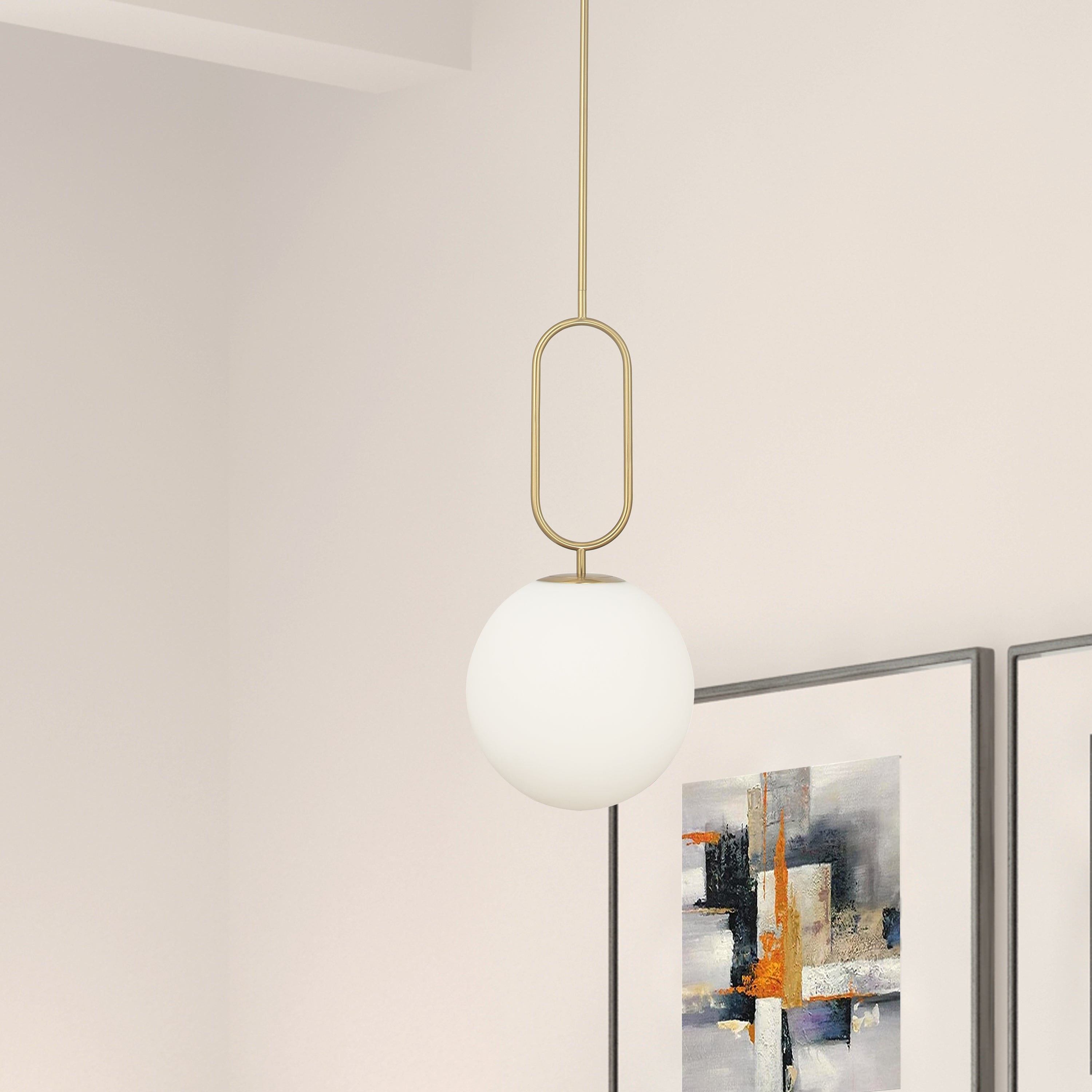 Dainolite Simone - SIM-121P-AGB - 1 Light Pendant Aged Brass with Opal Glass - Aged Brass