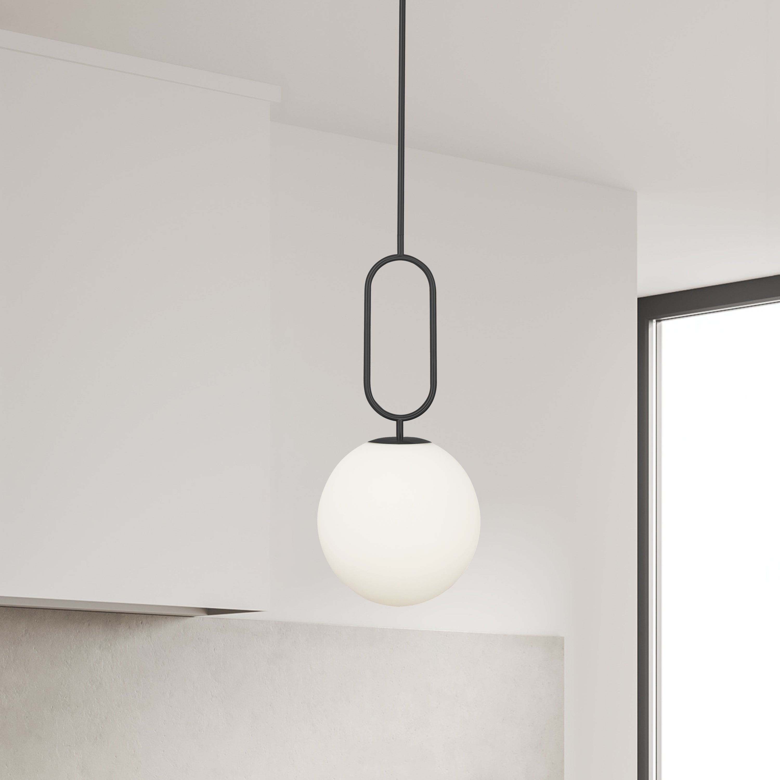 Dainolite Simone - SIM-121P-MB - 1 Light Pendant Matte Black with Opal Glass - Matte Black