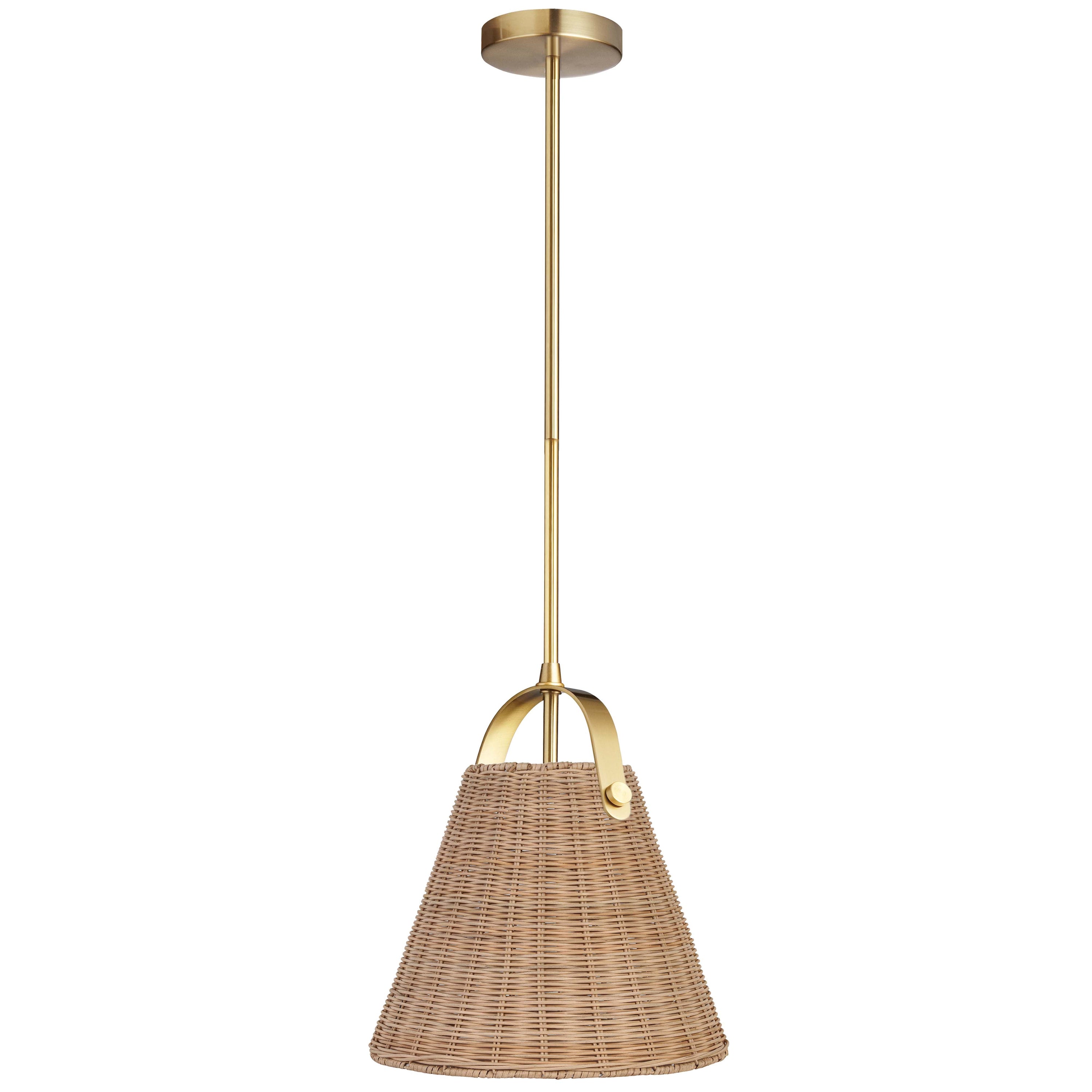 Dainolite SND-141P-AGB 1 Light Incandescent Pendant Aged Brass with Wicker Shade