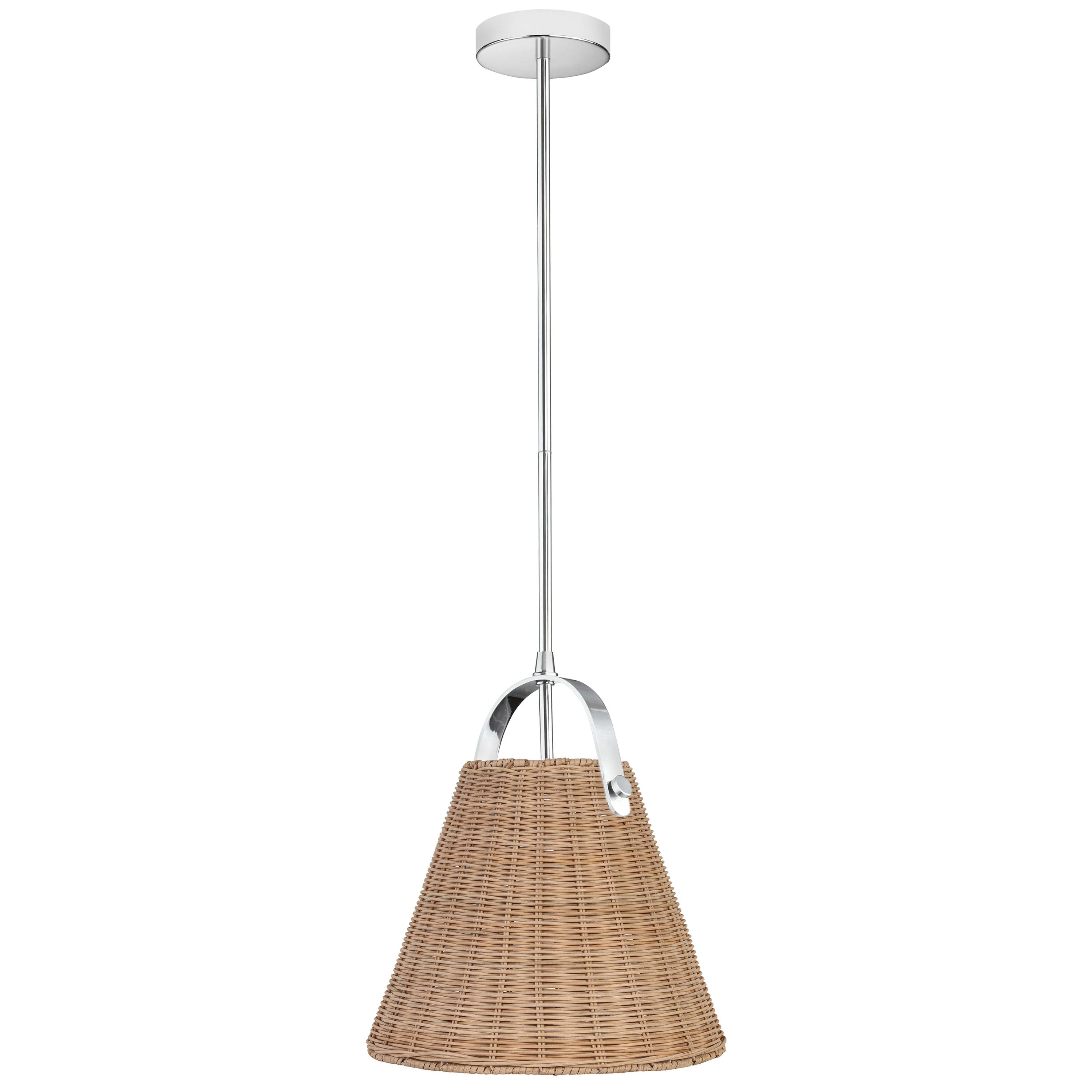 Dainolite SND-141P-PC 1 Light Incandescent Pendant Polished Chrome with Wicker Shade