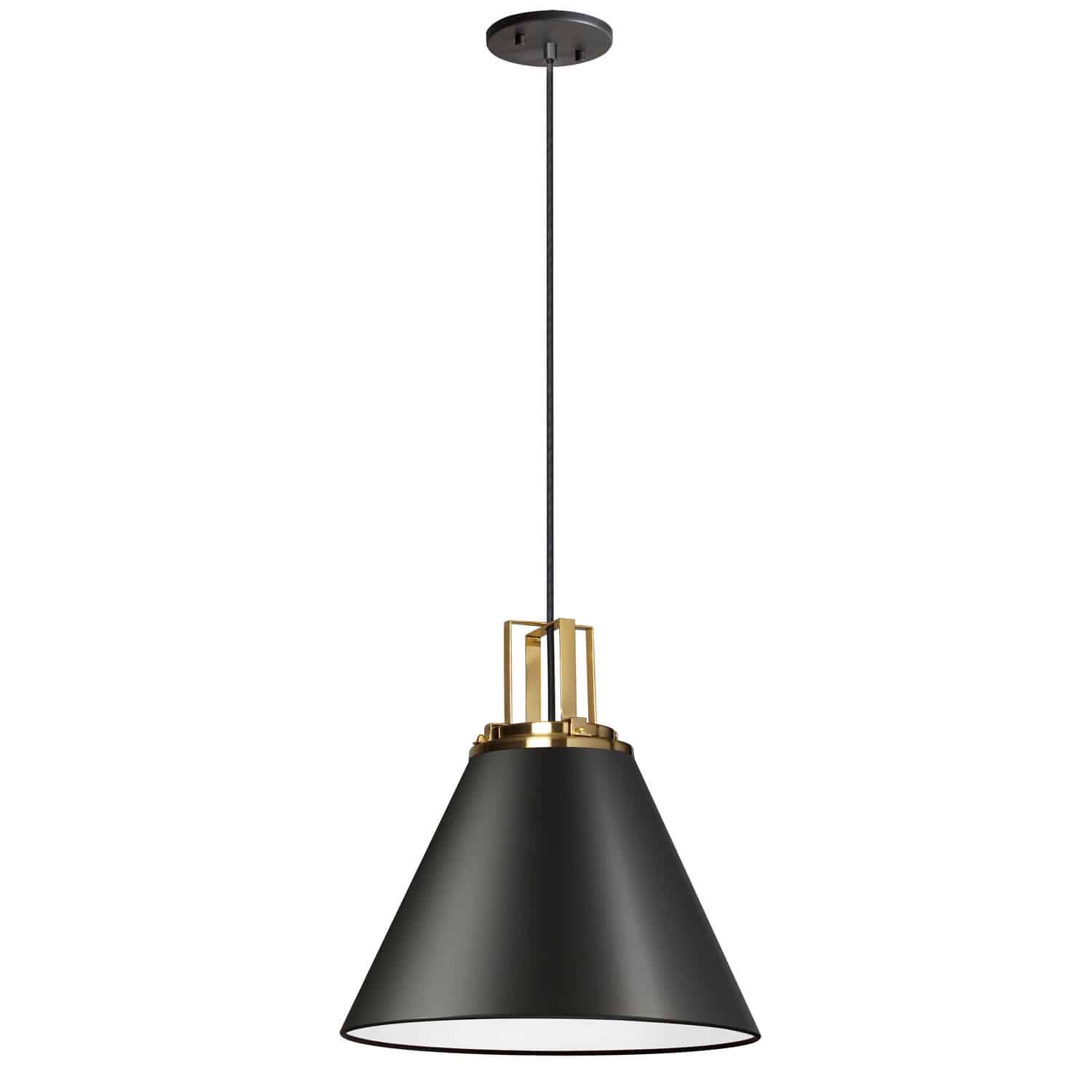 Dainolite Sonus - SNS-141P-MB-AGB - 1 Light Pendant, Matte Black w/ Aged Brass Accent - Black