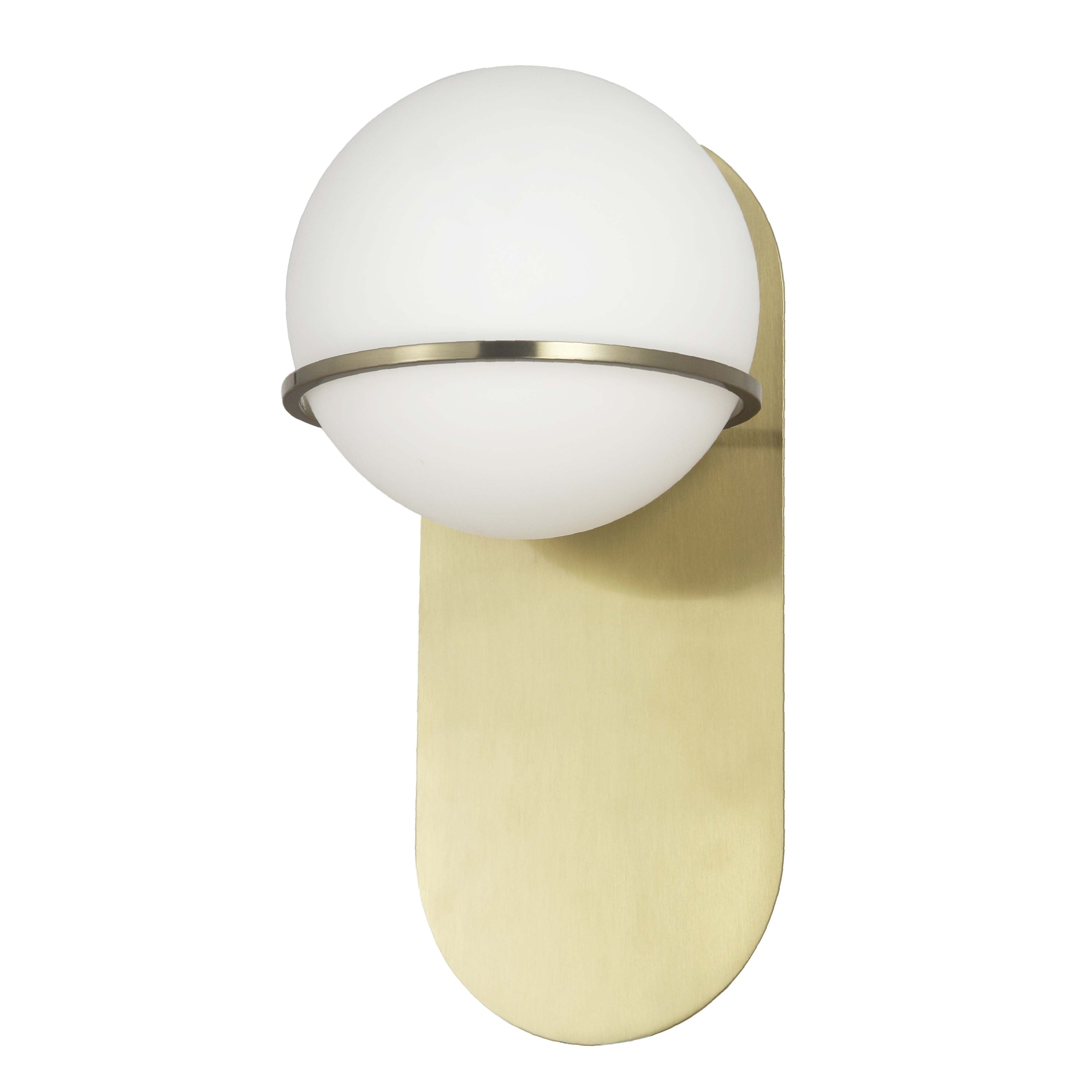 Dainolite SOF-121W-AGB 1 Light Halogen Wall Satin Chrome Aged Brass with White Glass