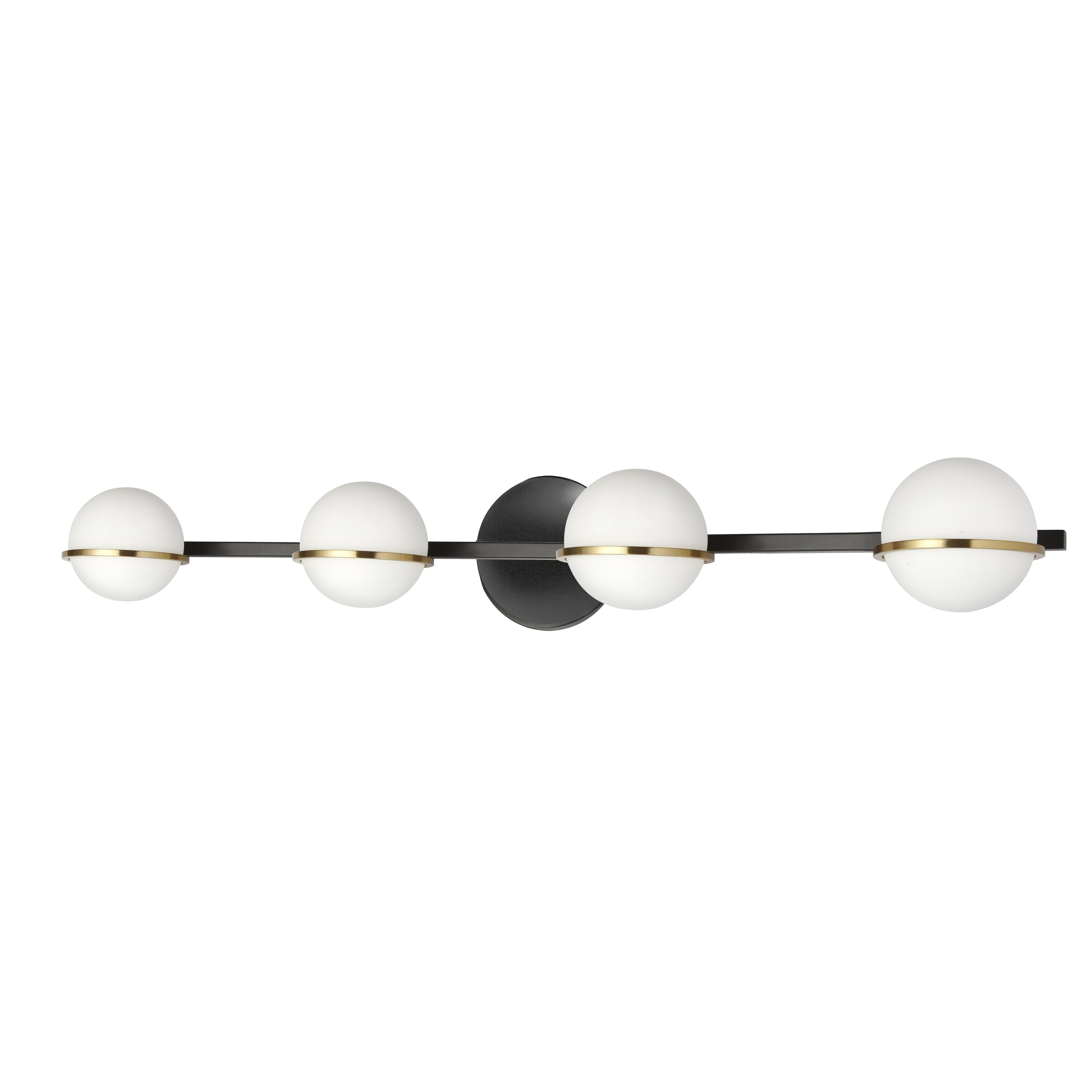 Dainolite Sofia - SOF-324W-MB-AGB - 4 Light Vanity Fixture, Matte Black / Aged Brass with White Opal Glass - Matte Black