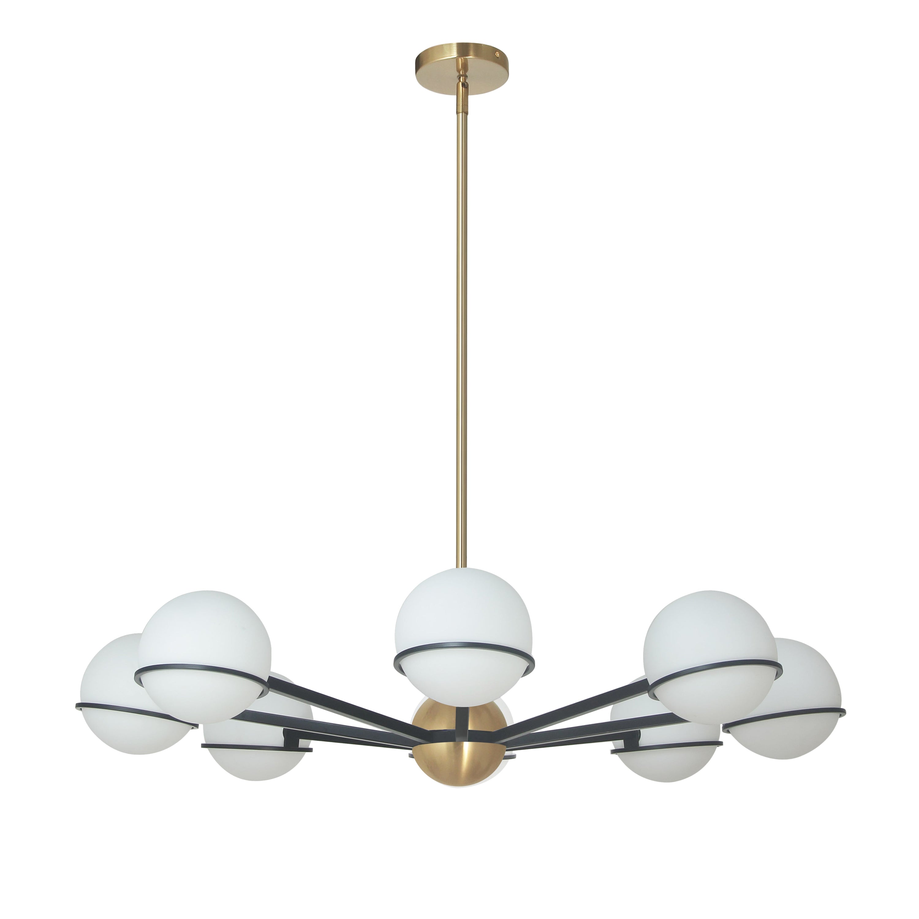 Dainolite Sofia - SOF-388C-MB-AGB - 8 Light Chandelier Fixture, Matte Black / Aged Brass with White Opal Glass - Aged Brass