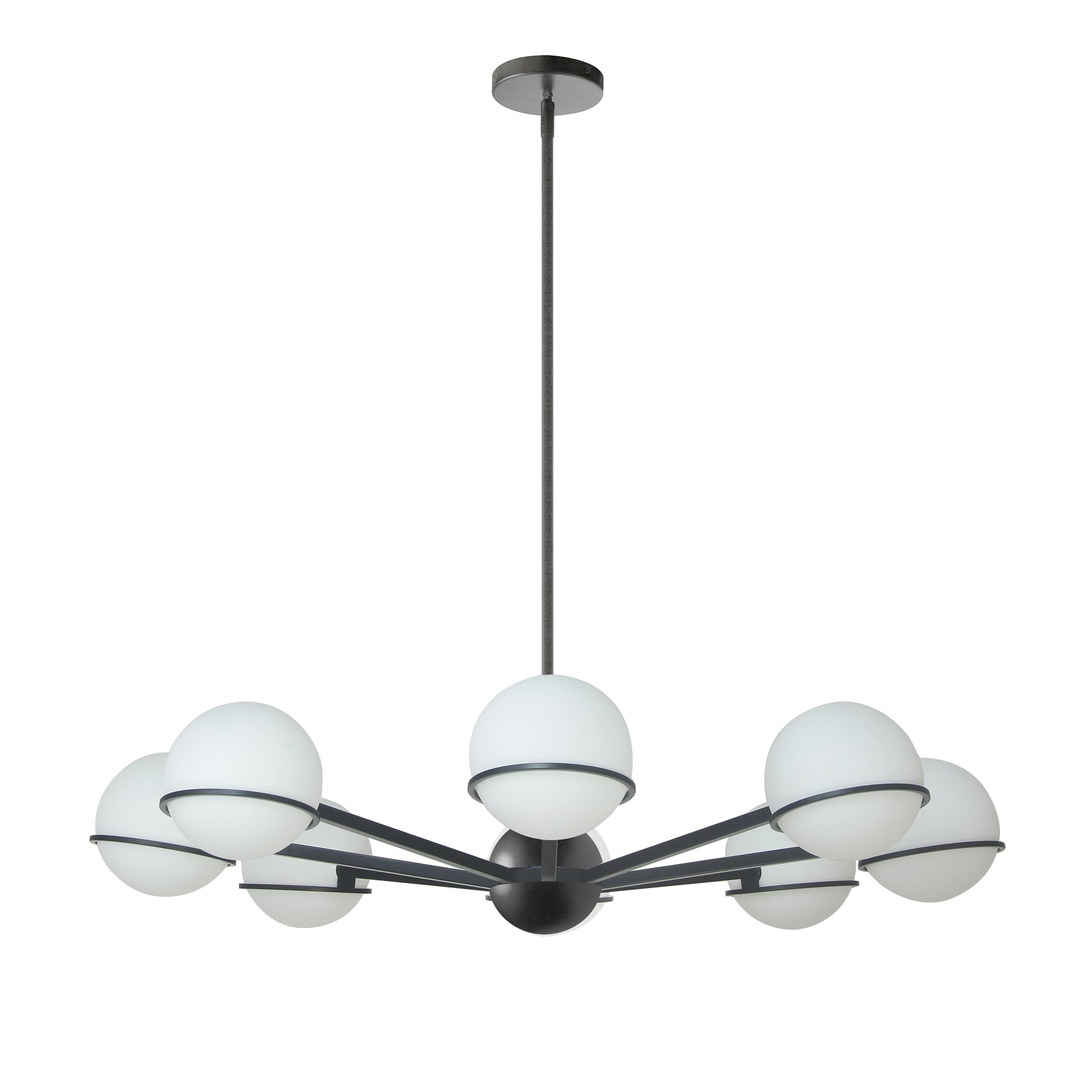 Dainolite Sofia - SOF-388C-MB - 8 Light Chandelier Fixture, Matte Black with White Opal Glass - Black