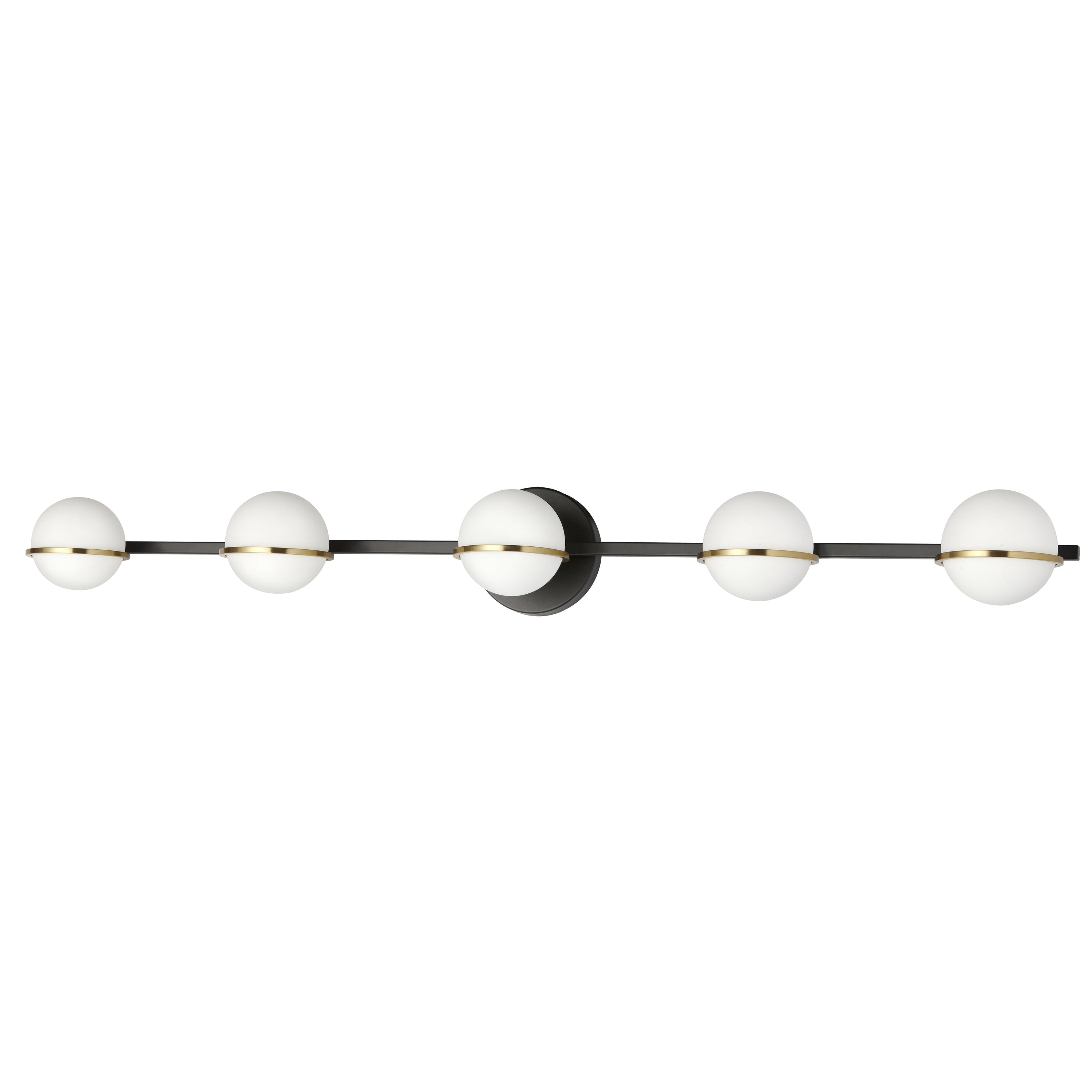 Dainolite Sofia - SOF-415W-MB-AGB - 5 Light Vanity Fixture, Matte Black / Aged Brass with White Opal Glass - Matte Black