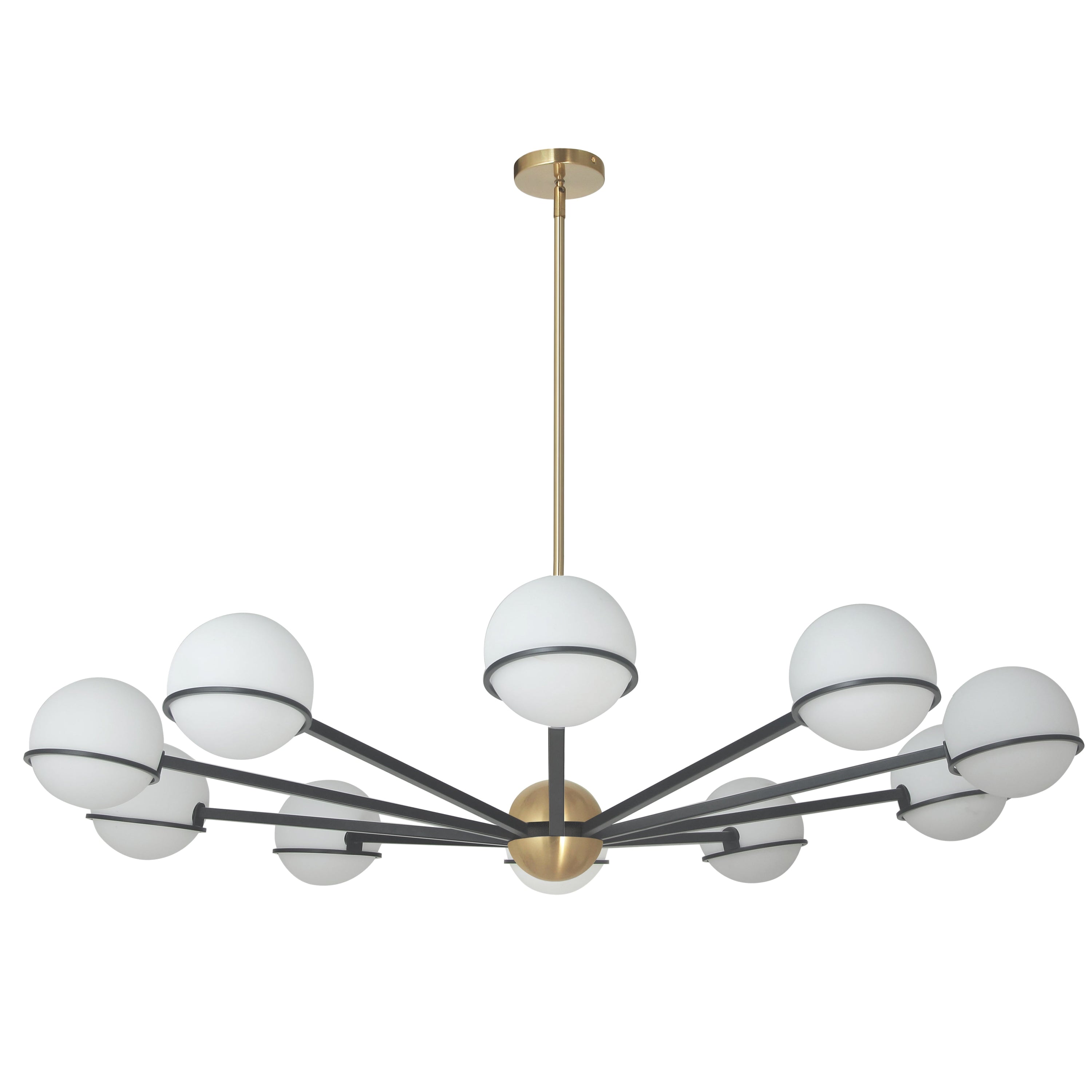 Dainolite Sofia - SOF-5010C-MB-AGB - 10 Light Chandelier Fixture, Matte Black / Aged Brass with White Opal Glass - Aged Brass