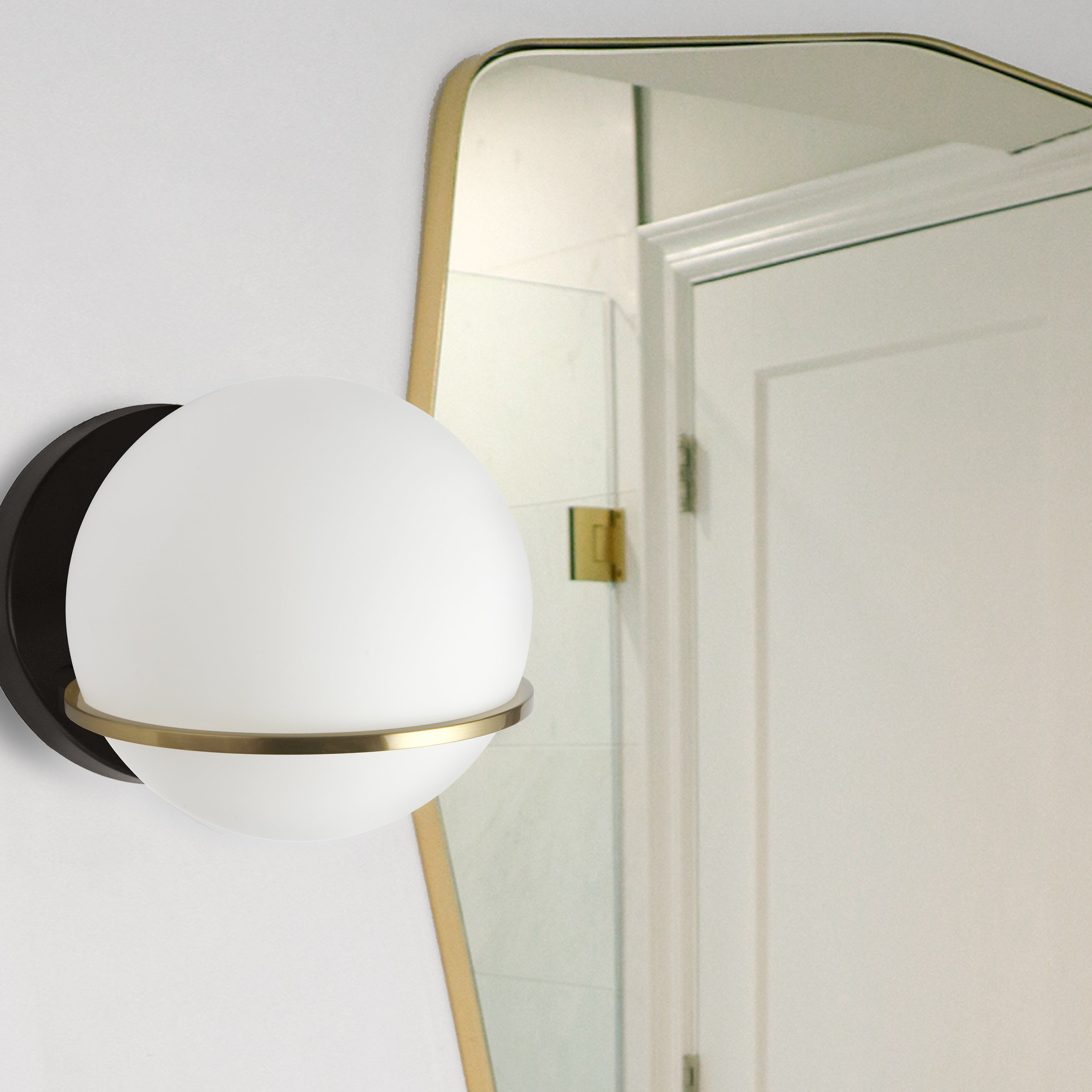 Dainolite Sofia - SOF-61W-MB-AGB - 1 Light Wall Sconce, Matte Black / Aged Brass with White Opal Glass - Aged Brass