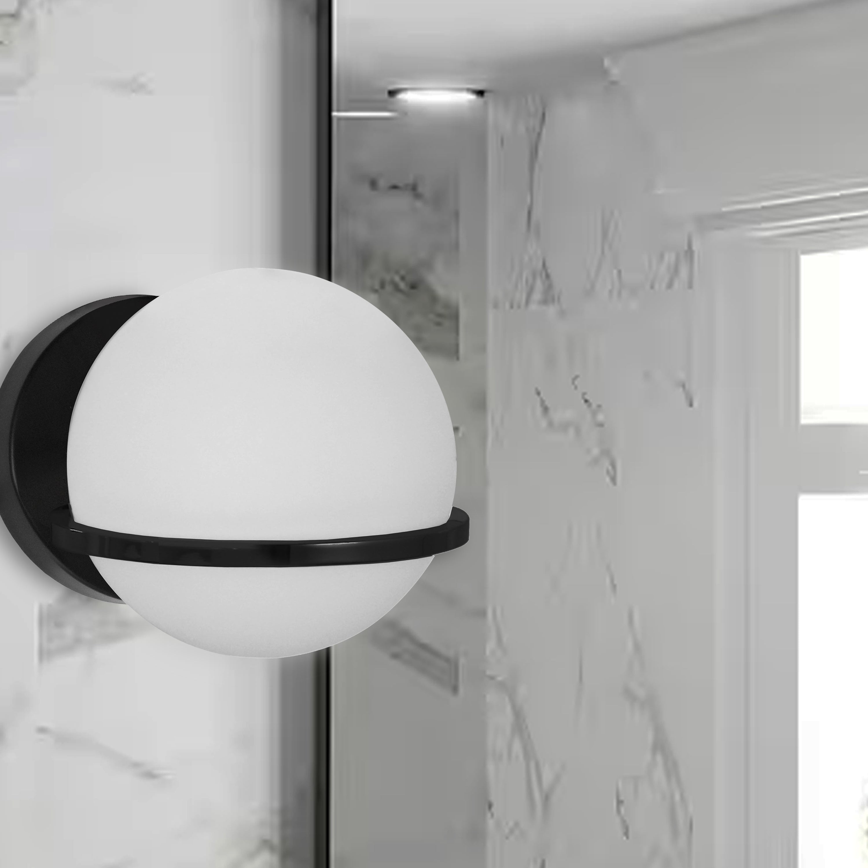 Dainolite Sofia - SOF-61W-MB - 1 Light Wall Sconce, Matte Black with White Glass - Black