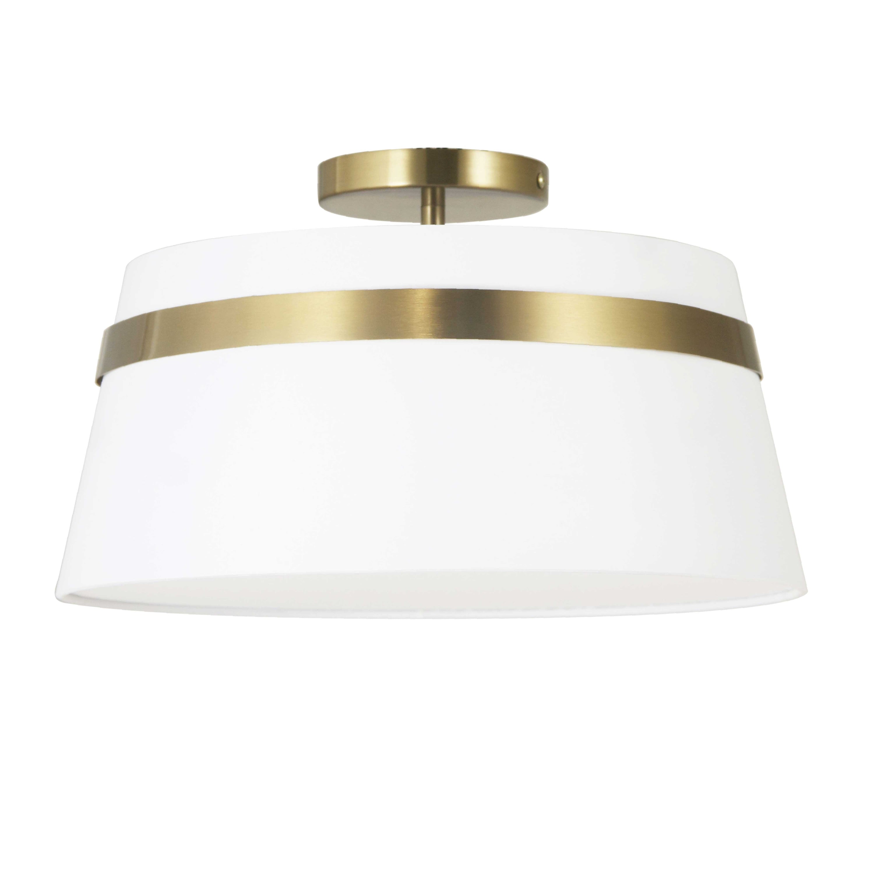 Dainolite Symphony - SYM-153SF-AGB-WH - 3 Light Aged Brass Semi-Flush Mount w/ White Shade - White