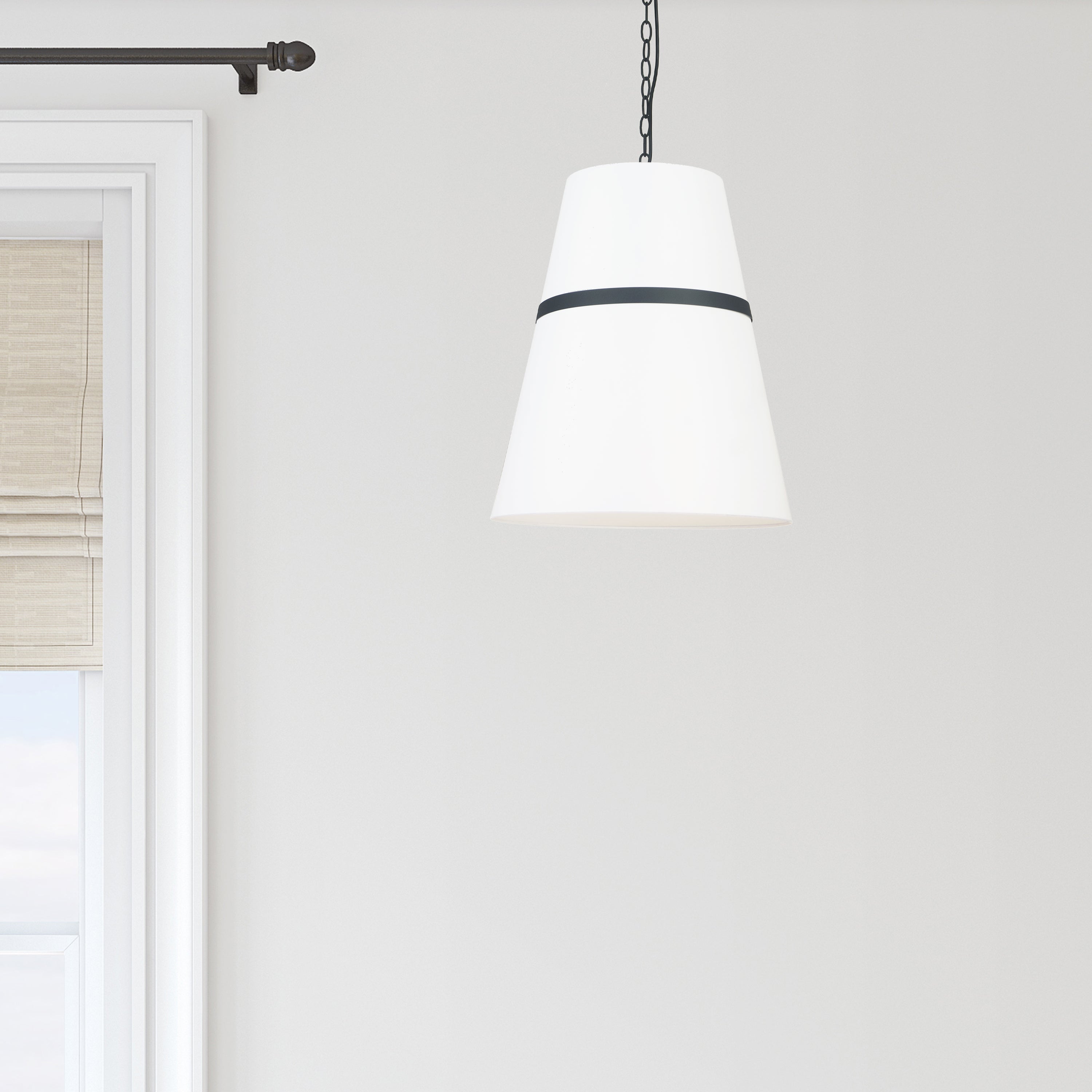 Dainolite Symphony - SYM-183P-MB-WH - 3 Light Matte Black Pendant w/ White Shade - White