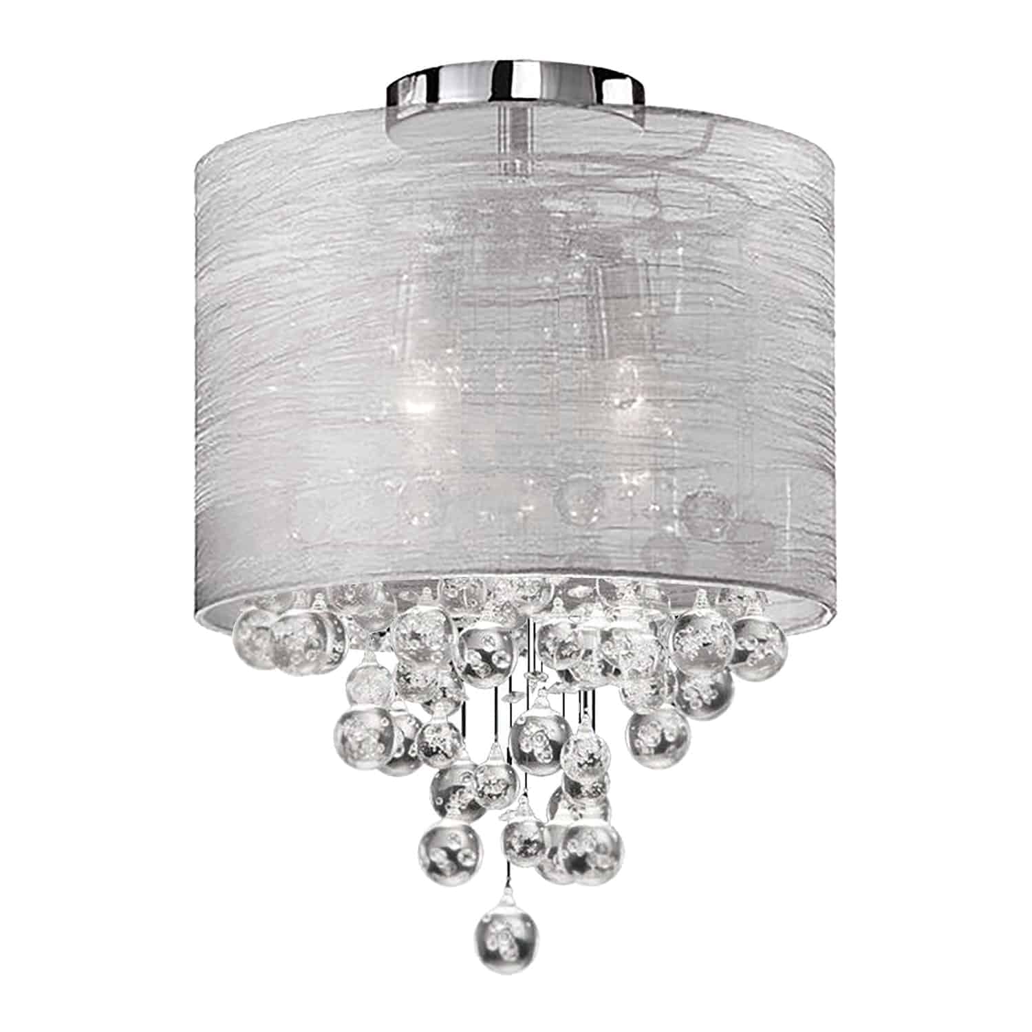 Dainolite Tahnee - TAH-122FH-PC - 2 Light Crystal Flush Mount Polished Chrome Finish with Silver Organza Shade - Polished Chrome