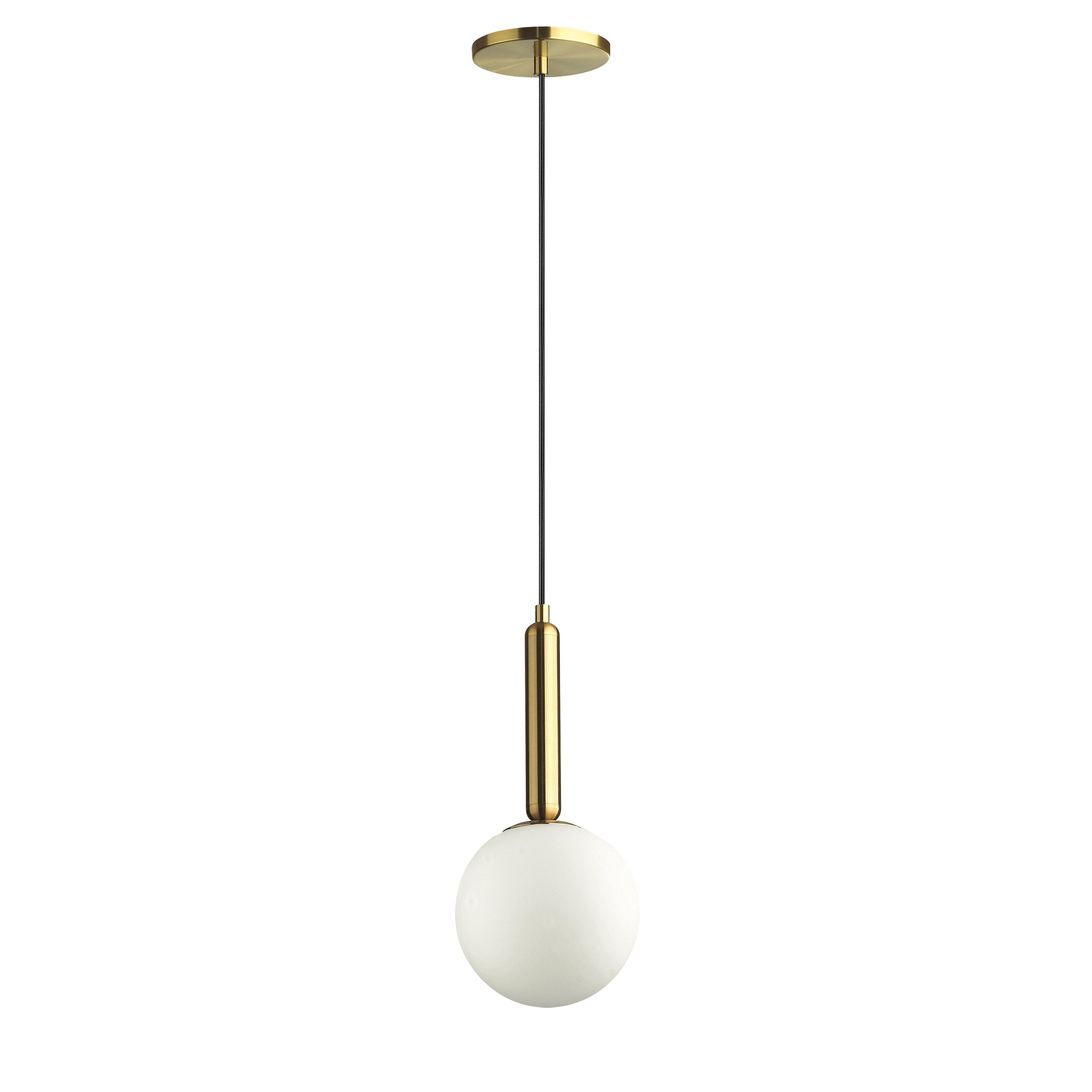 Dainolite Tara - TAR-61P-AGB-WH - 1 Light Pendant, Aged Brass with White Glass - Aged Brass