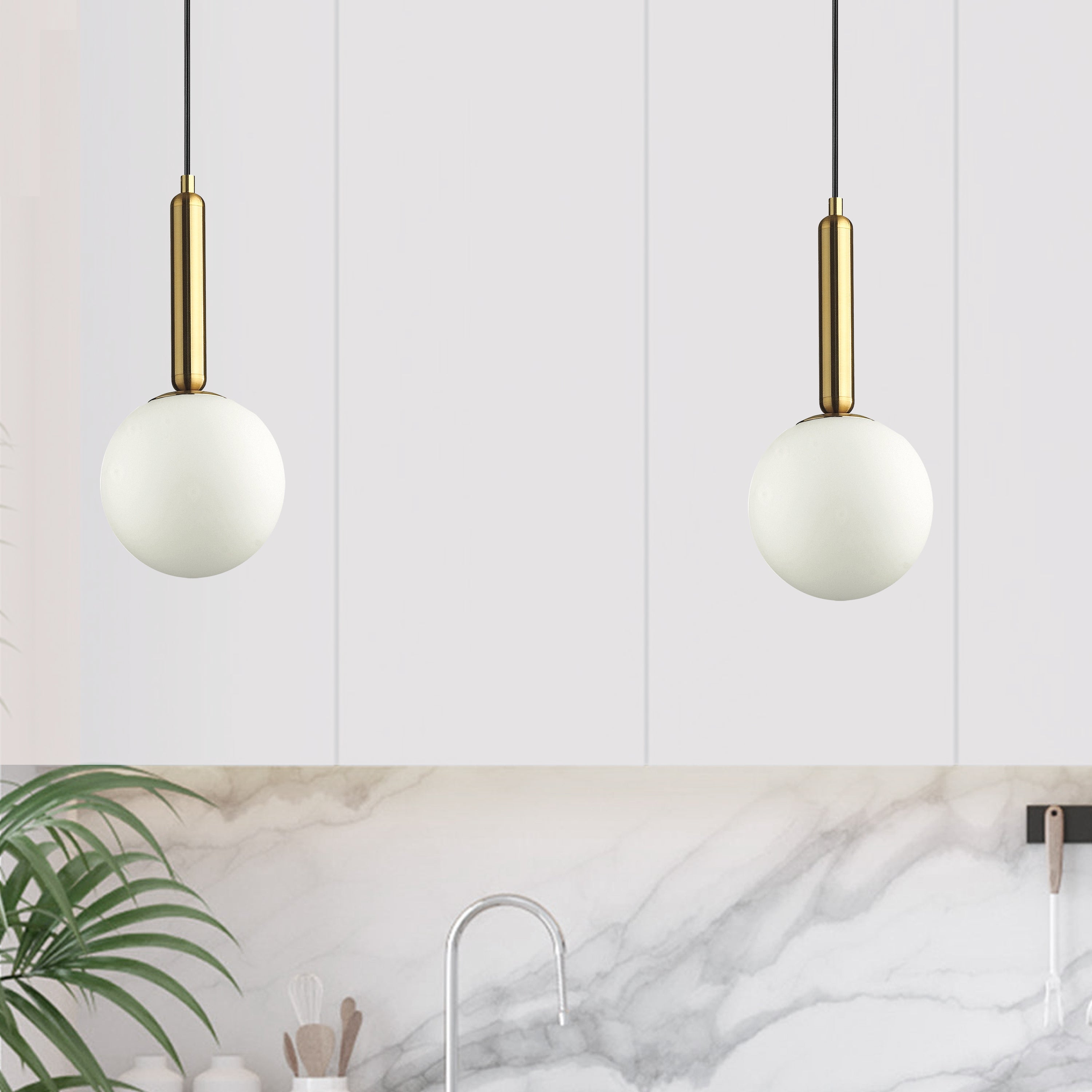 Dainolite Tara - TAR-61P-AGB-WH - 1 Light Pendant, Aged Brass with White Glass - Aged Brass