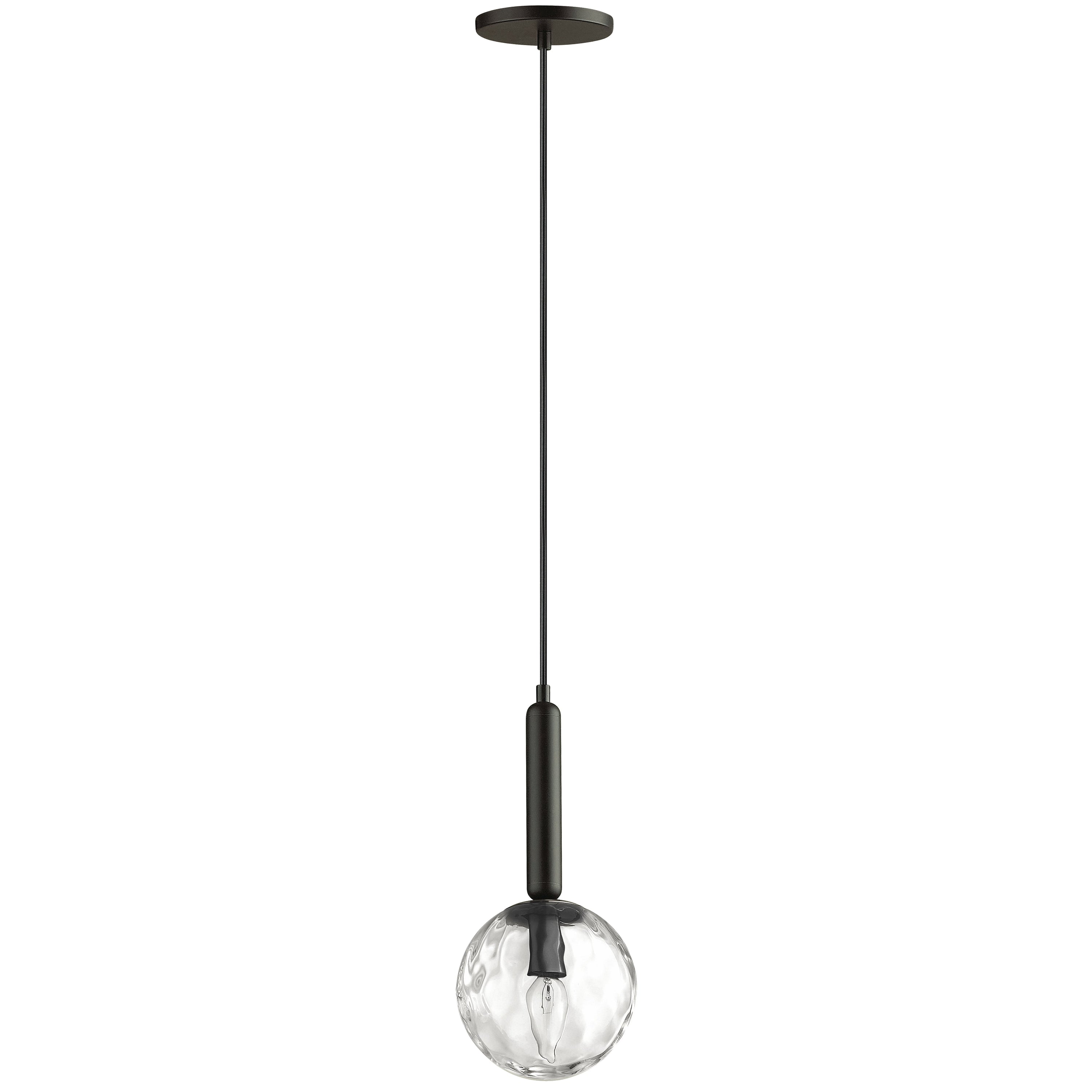 Dainolite Tara - TAR-61P-MB-CL - 1 Light Pendant, Matte Black with Clear Hammered Glass - Black