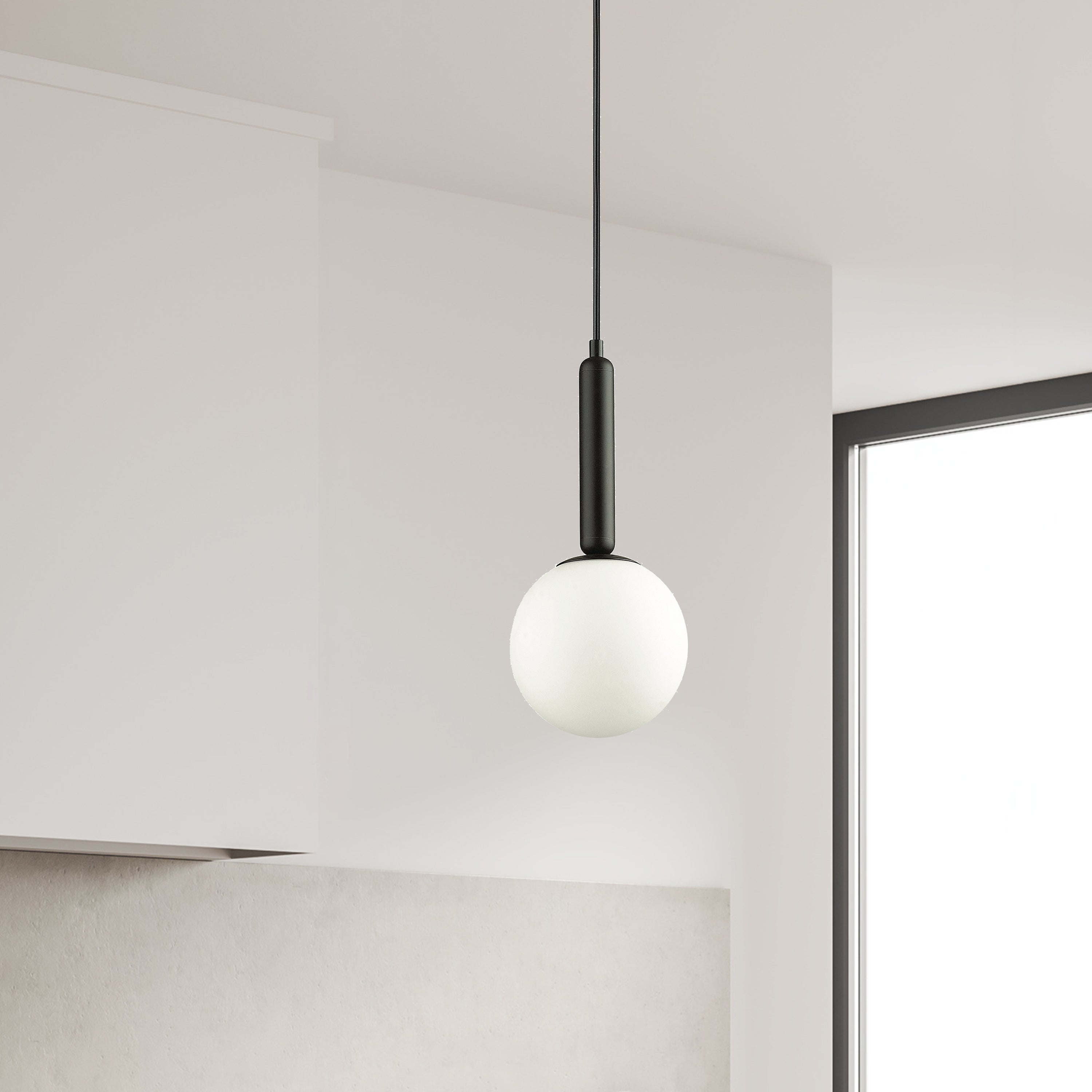 Dainolite Tara - TAR-61P-MB-WH - 1 Light Pendant, Matte Black with White Glass - Black