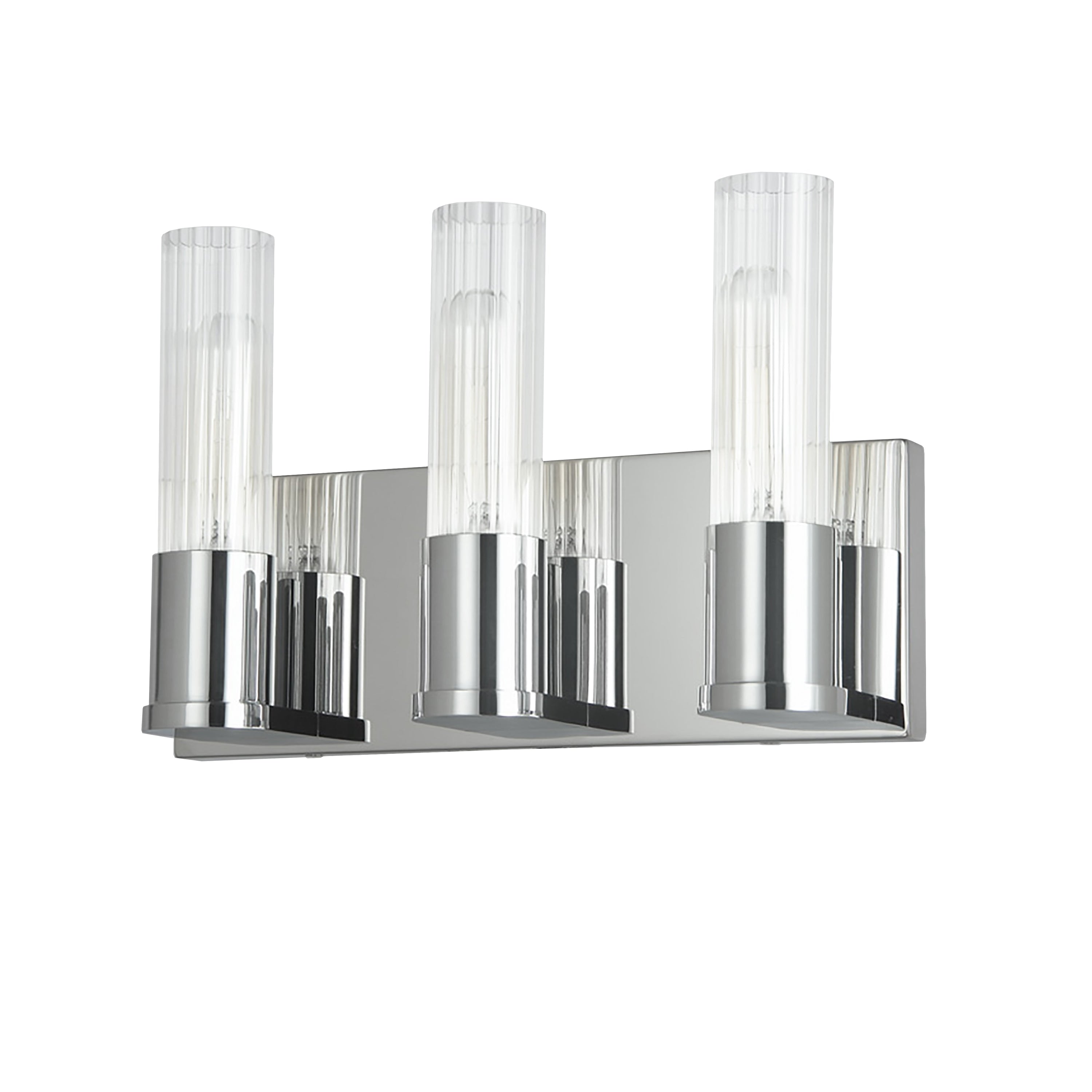 Dainolite Tube - TBE-123W-PC - 3 Light Vanity Fixture, Polished Chrome w/ Clear Fluted Glass - Polished Chrome