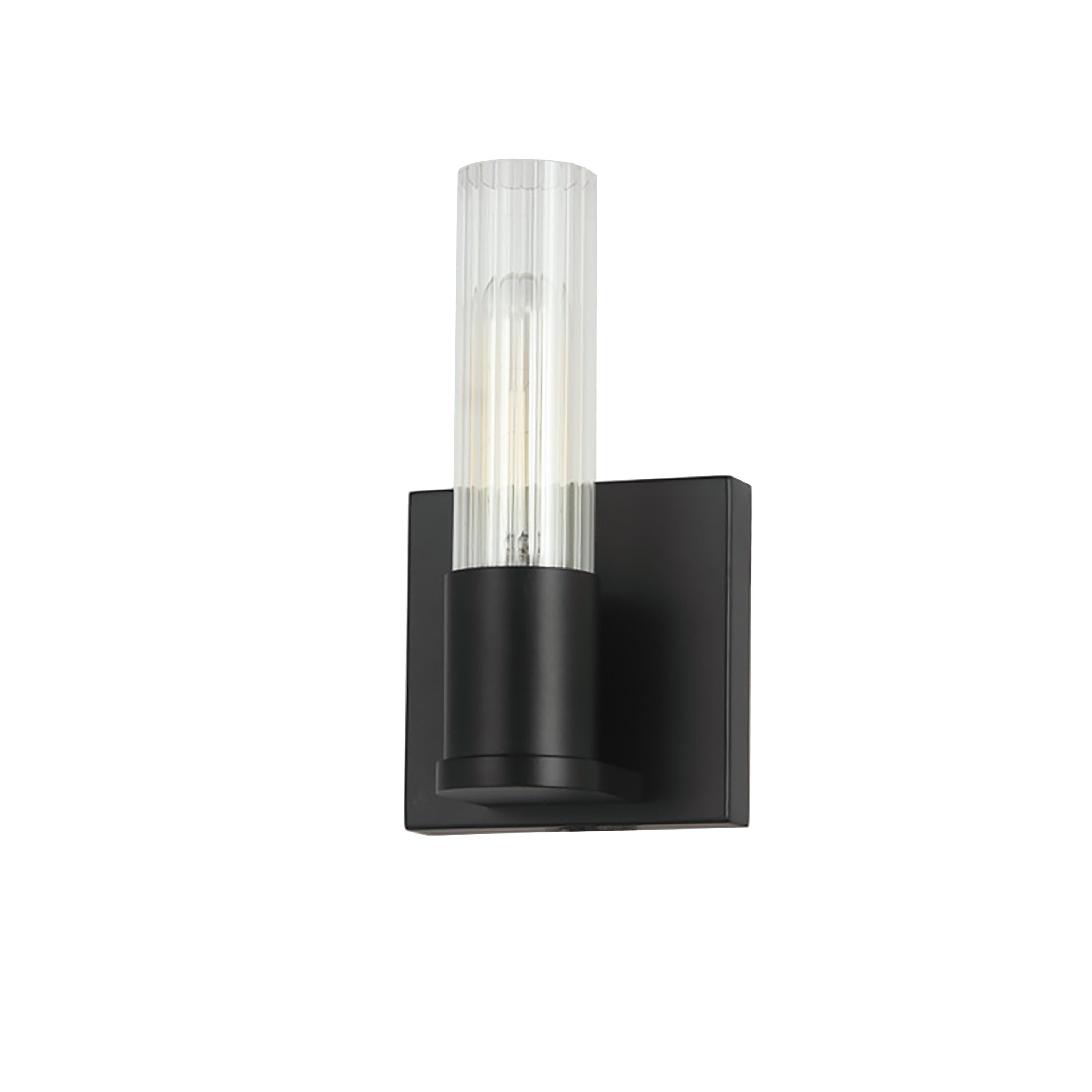 Dainolite Tube - TBE-41W-MB - 1 Light Incand Wall Sconce, Matte Black w/ Clear Fluted Glass - Matte Black