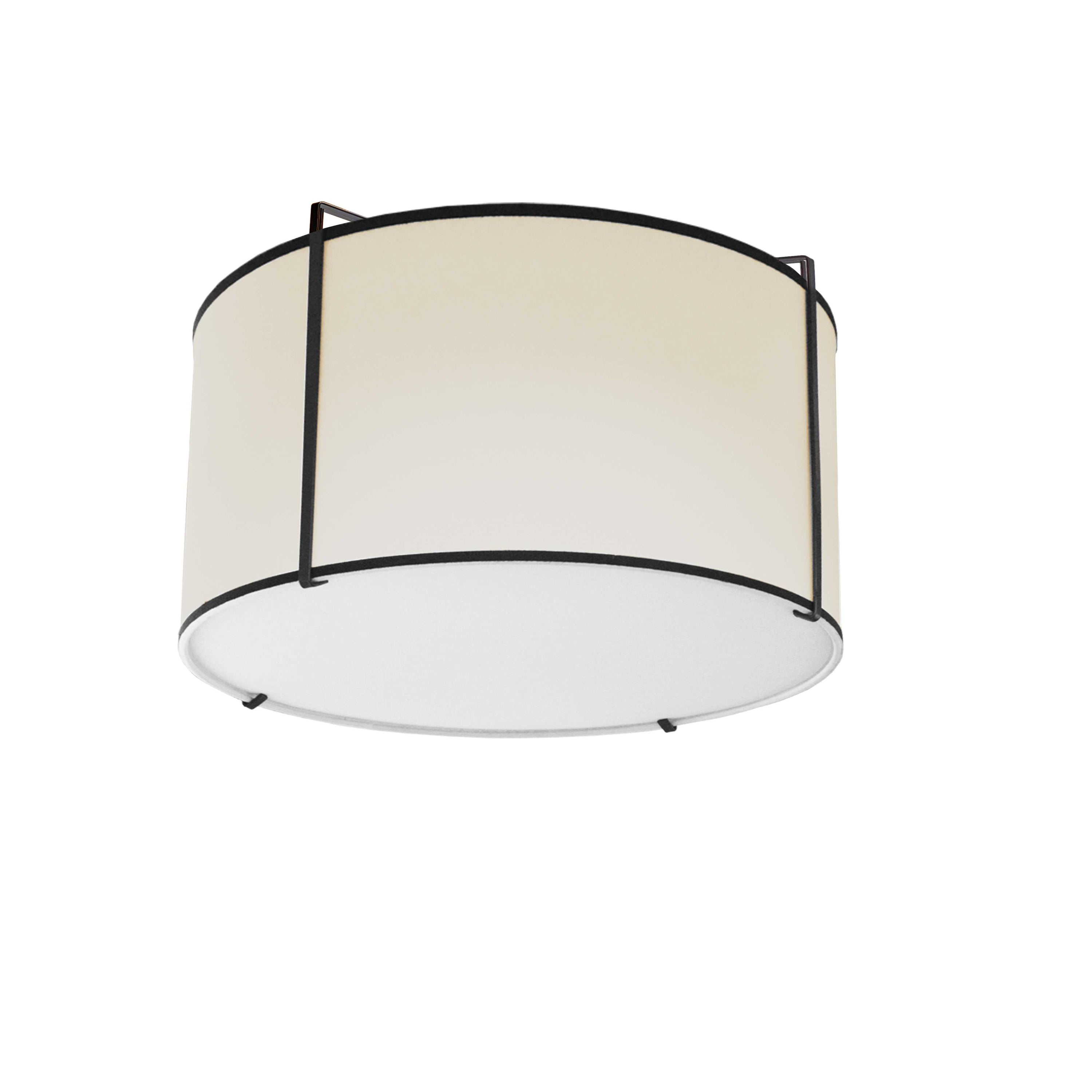 Dainolite Trapezoid - TRA-121FH-BK-CRM - 2 Light Flush Mount Drum Black/Cream Shade w/ White Fabric Diffuser - Cream