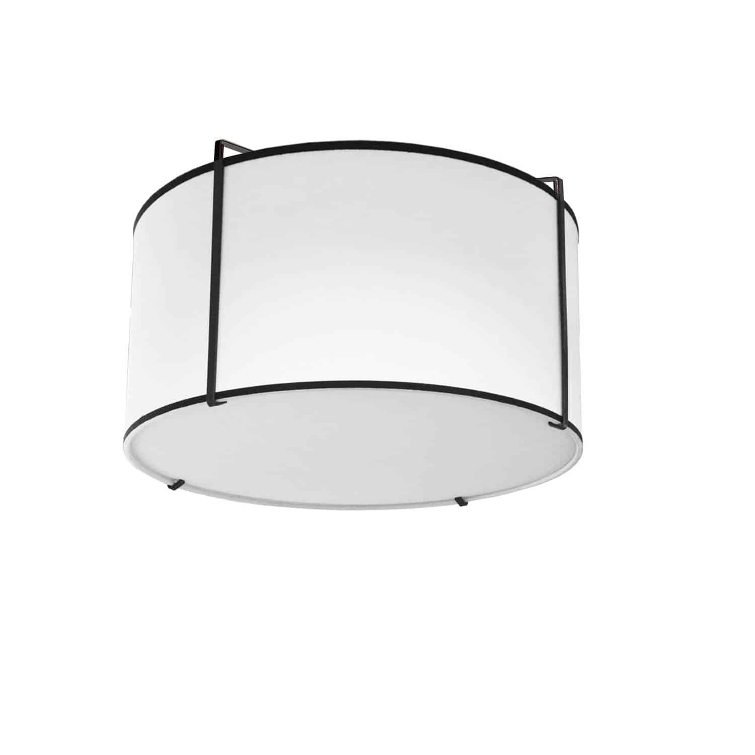 Dainolite Trapezoid - TRA-121FH-BK-WH - 2 Light Flush Mount Drum Black Shade w/ White Fabric Diffuser - White