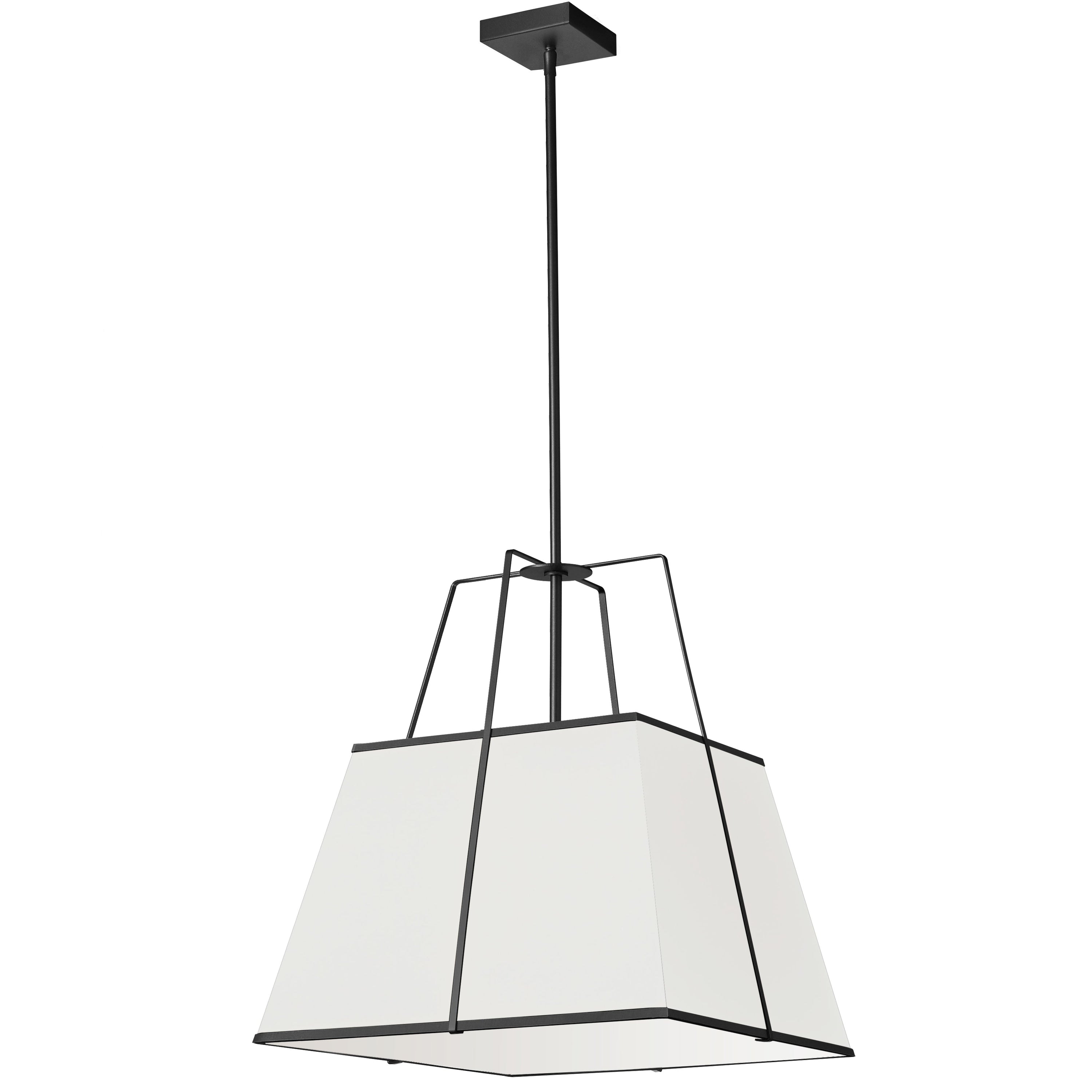 Dainolite Trapezoid - TRA-181P-BK-WH - 1 Light Black Pendant White Shade w/ White Fabric Diffuser - White