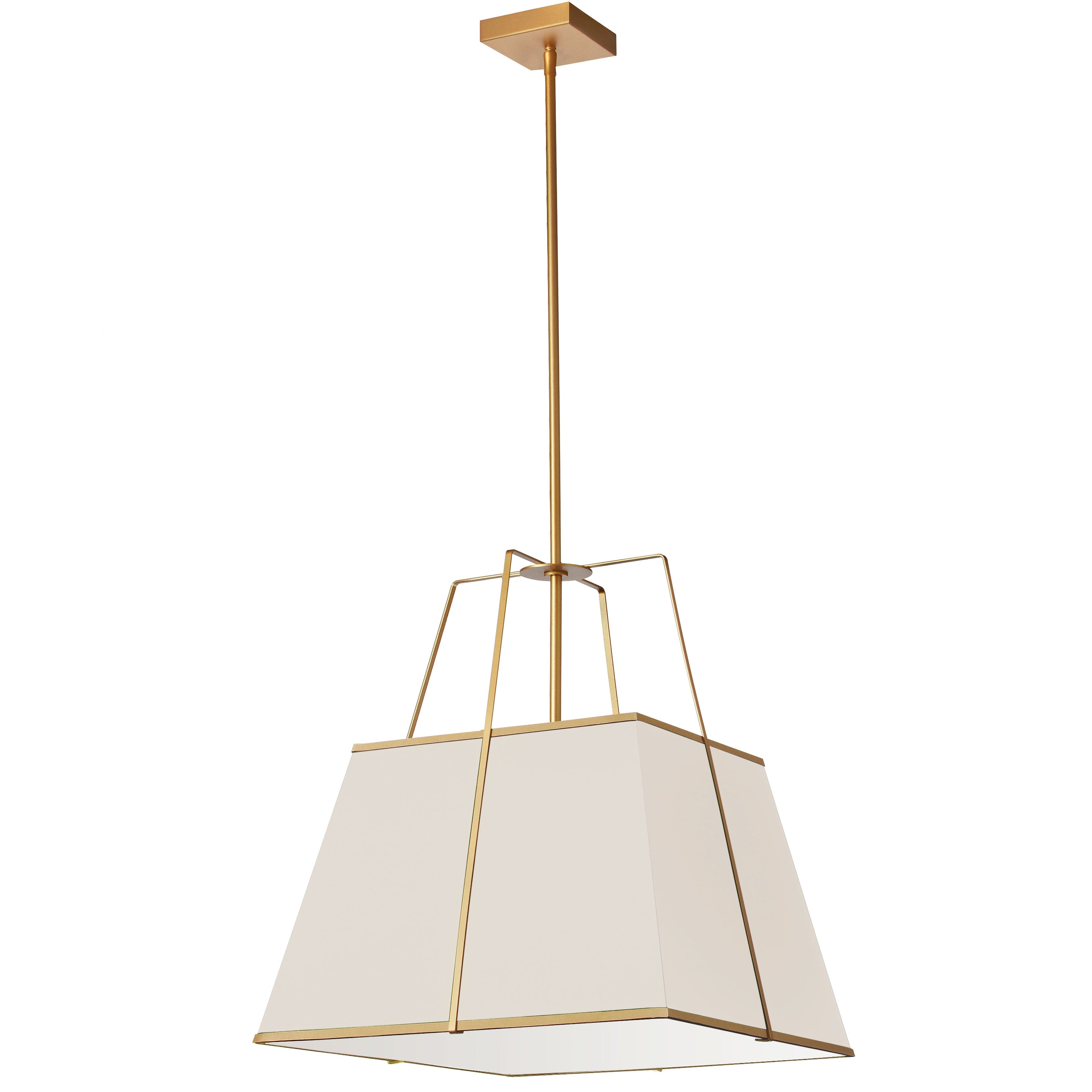 Dainolite Trapezoid - TRA-181P-GLD-CRM - 1 Light Gold Pendant Cream Shade w/ White Fabric Diffuser - Cream