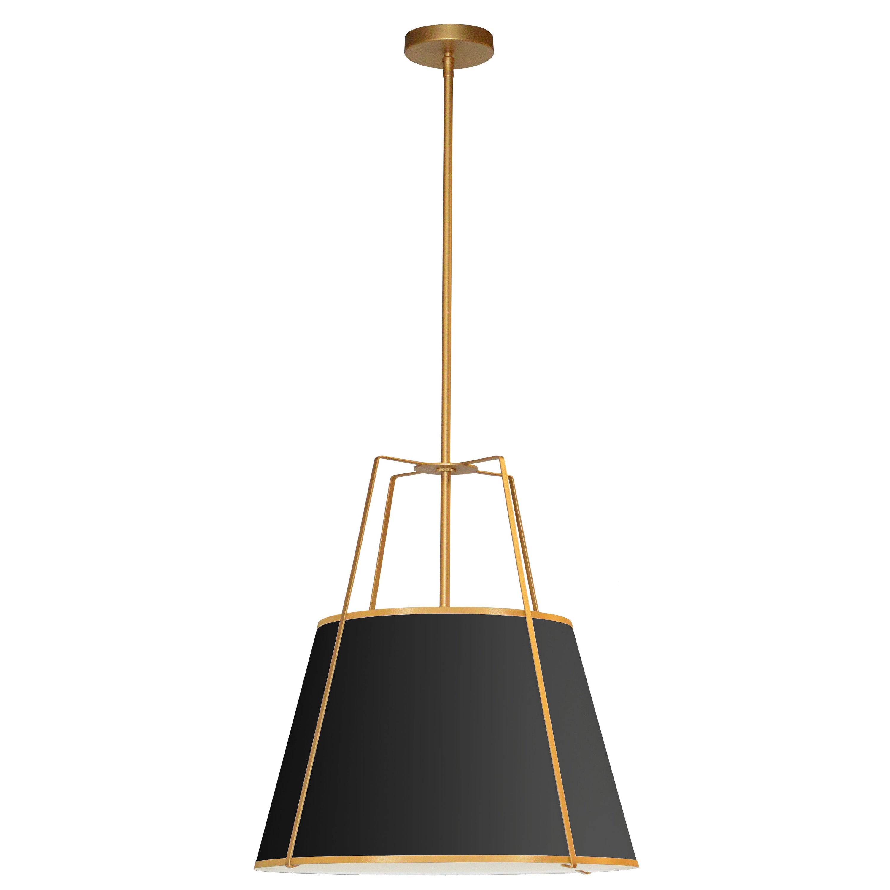 Dainolite Trapezoid - TRA-1P-GLD-BK - 1 Light Trapezoid Pendant Gold/Black Shade w/ White Fabric Diffuser - Black