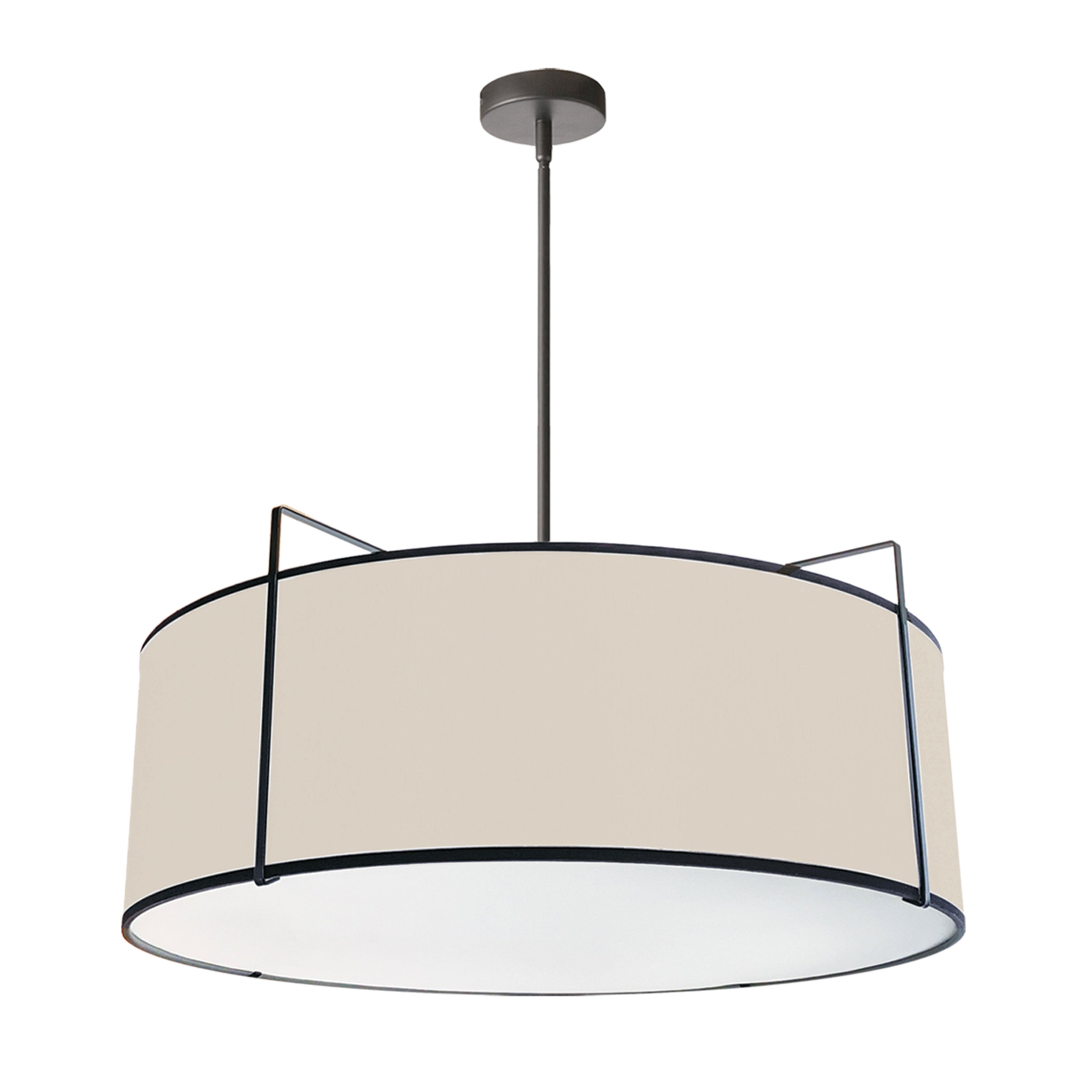 Dainolite Trapezoid - TRA-244P-BK-CRM - 4 Light Drum Pendant Black/Cream Shade w/ White Fabric Diffuser - Cream