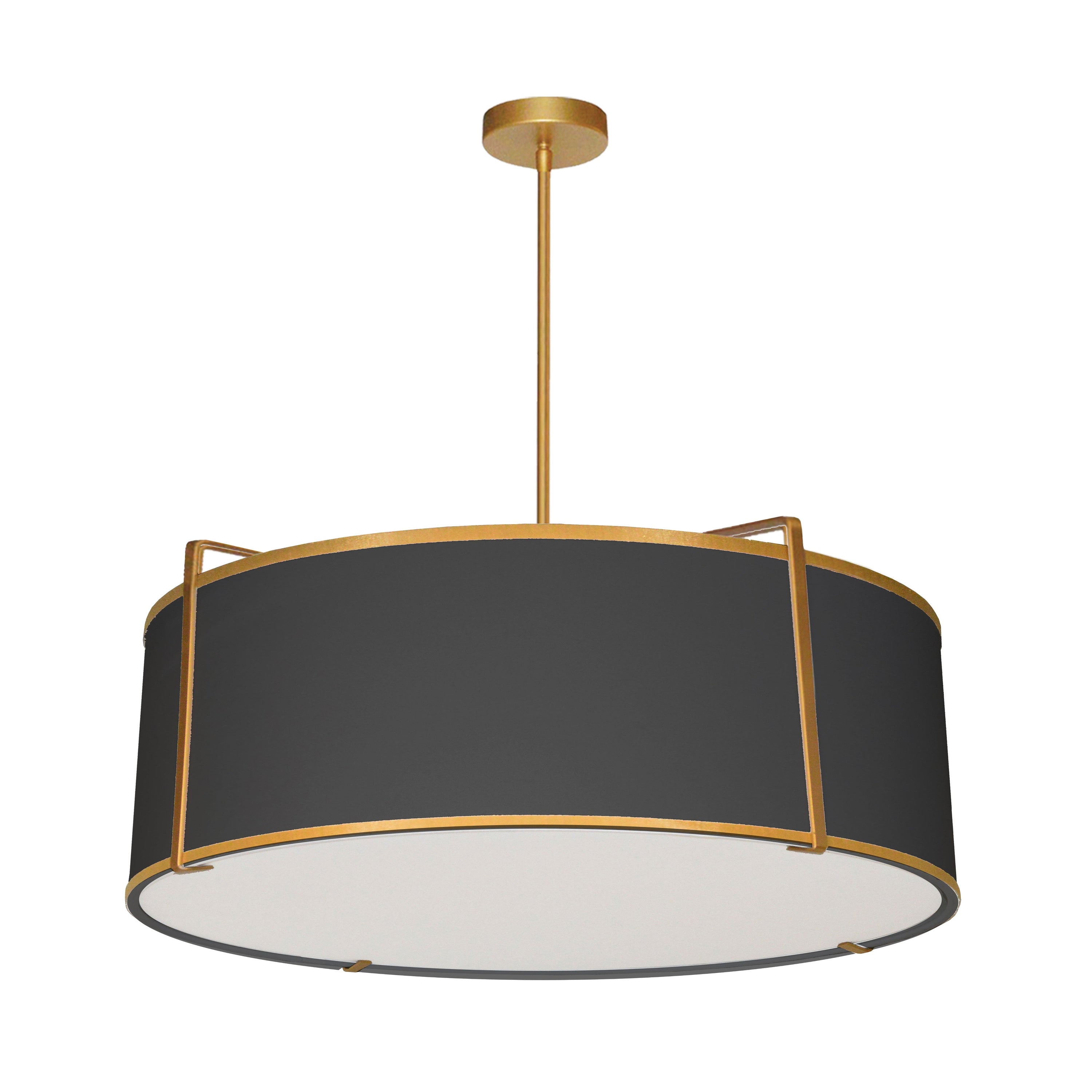 Dainolite Trapezoid - TRA-244P-GLD-BK - 4 Light Drum Pendant, Gold / Black Shade with 790 Diffuser - Gold