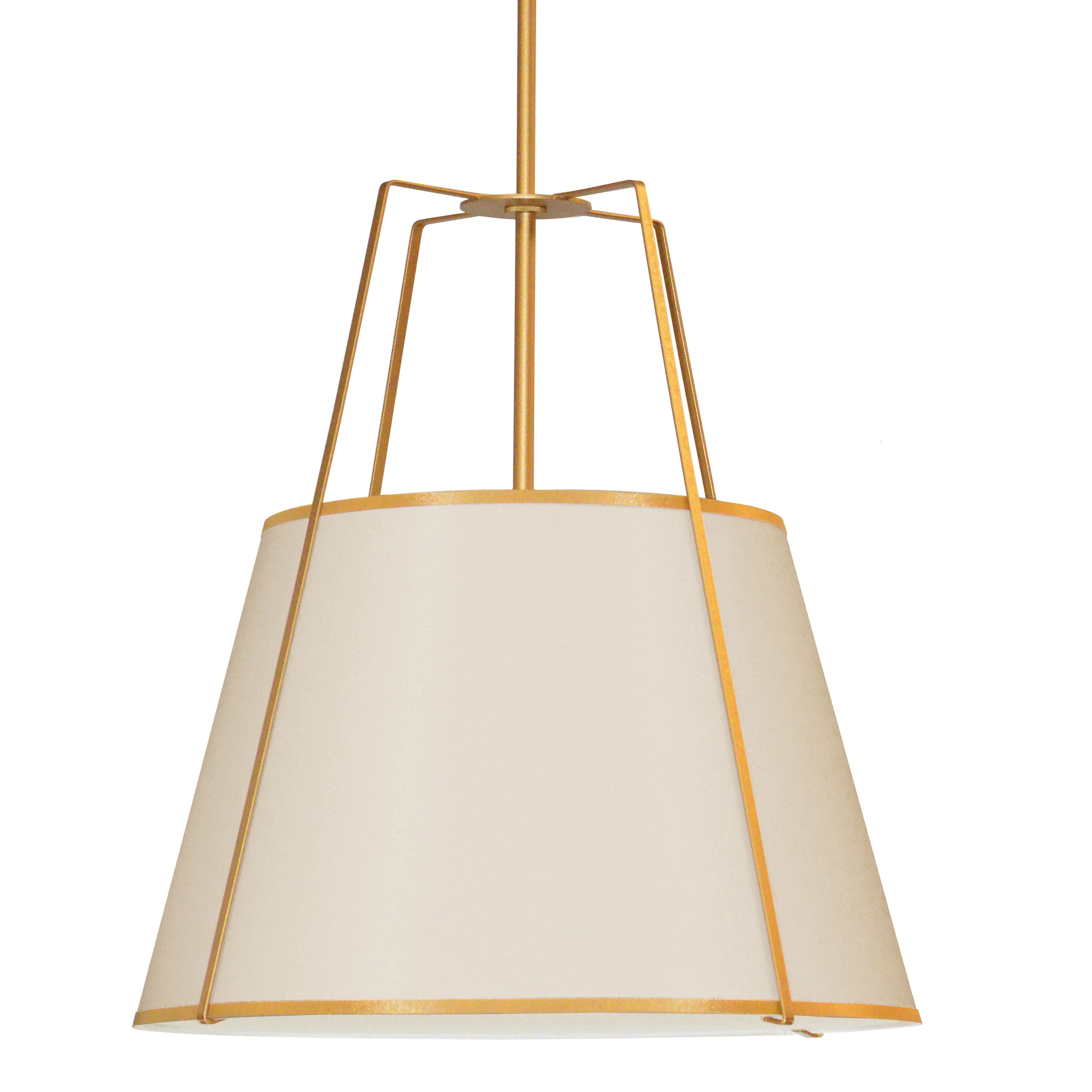 Dainolite Trapezoid - TRA-304P-GLD-CRM - 4 Light Trapezoid Pendant Cream Shade w/ White Fabric Diffuser - Cream