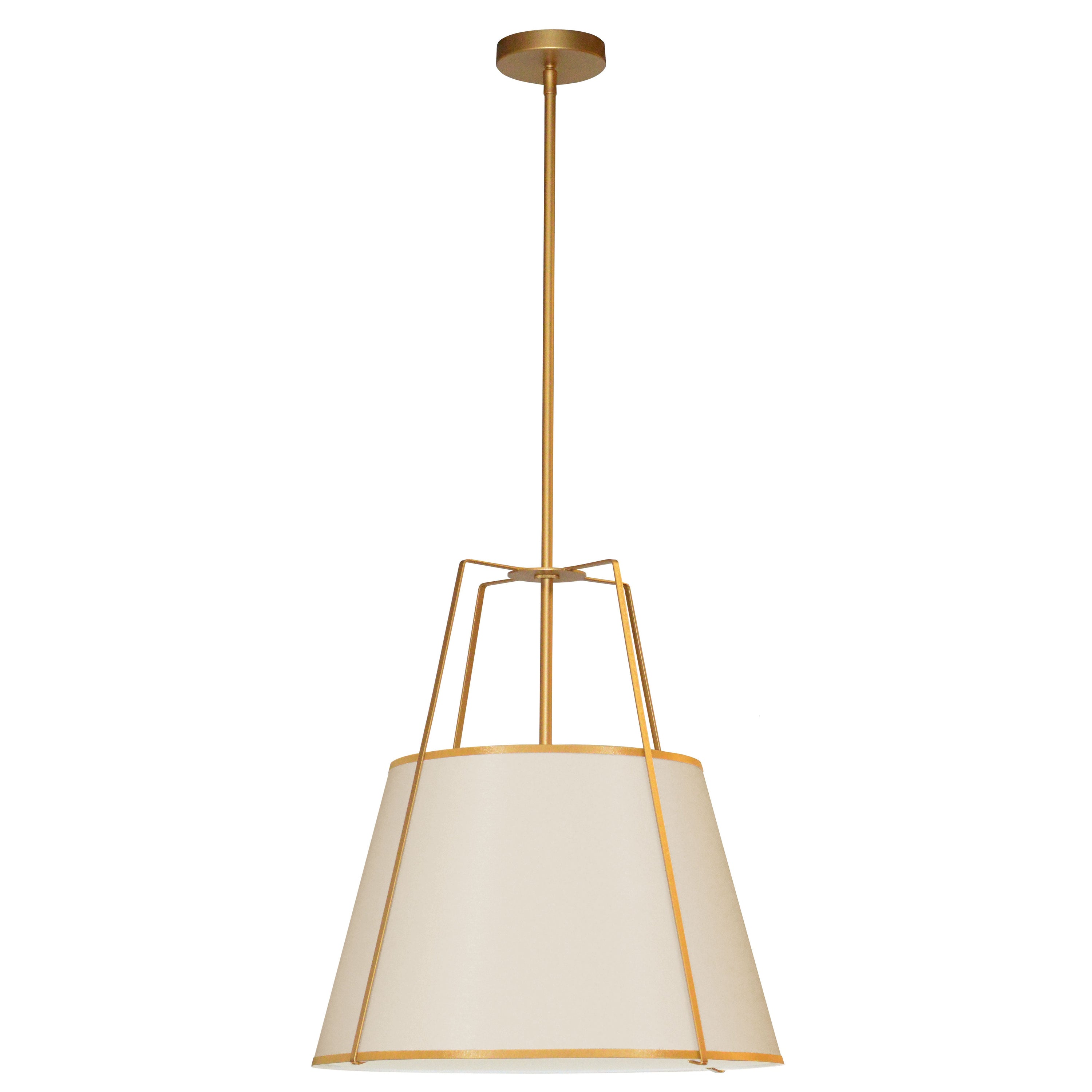 Dainolite Trapezoid - TRA-331P-GLD-CRM - 3 Light Trapezoid Pendant Gold/Cream Shade w/ White Fabric Diffuser - Cream