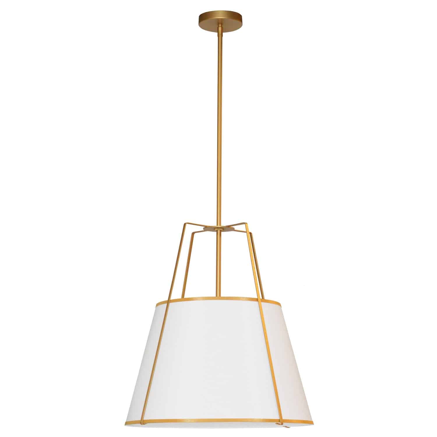 Dainolite Trapezoid - TRA-331P-GLD-WH - 3 Light Pendant Gold with White Shade - White