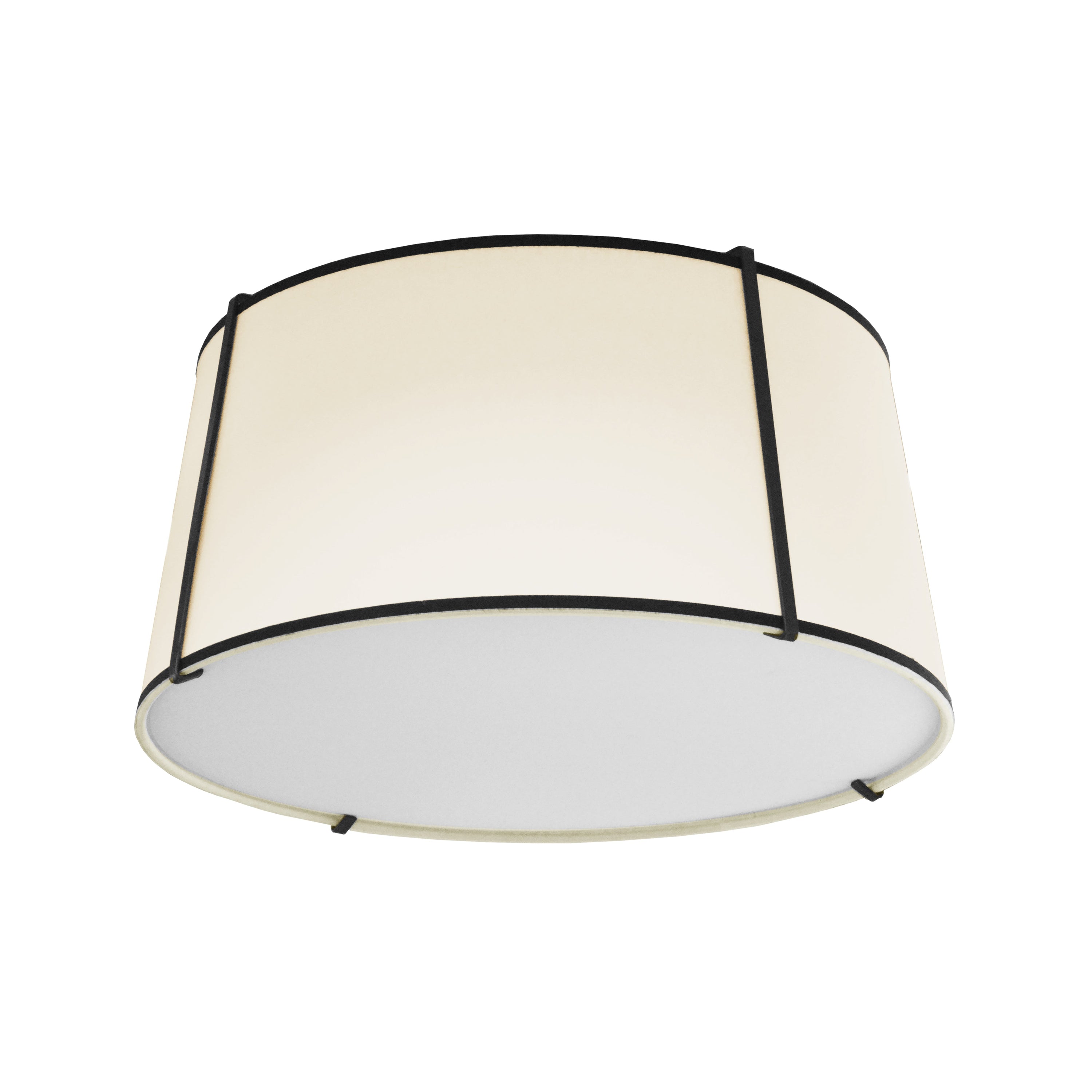 Dainolite Trapezoid - TRA-3FH-BK-CRM - 3 Light Trapezoid FlushMount Black/Cream Shade w/ White Fabric Diffuser - Cream