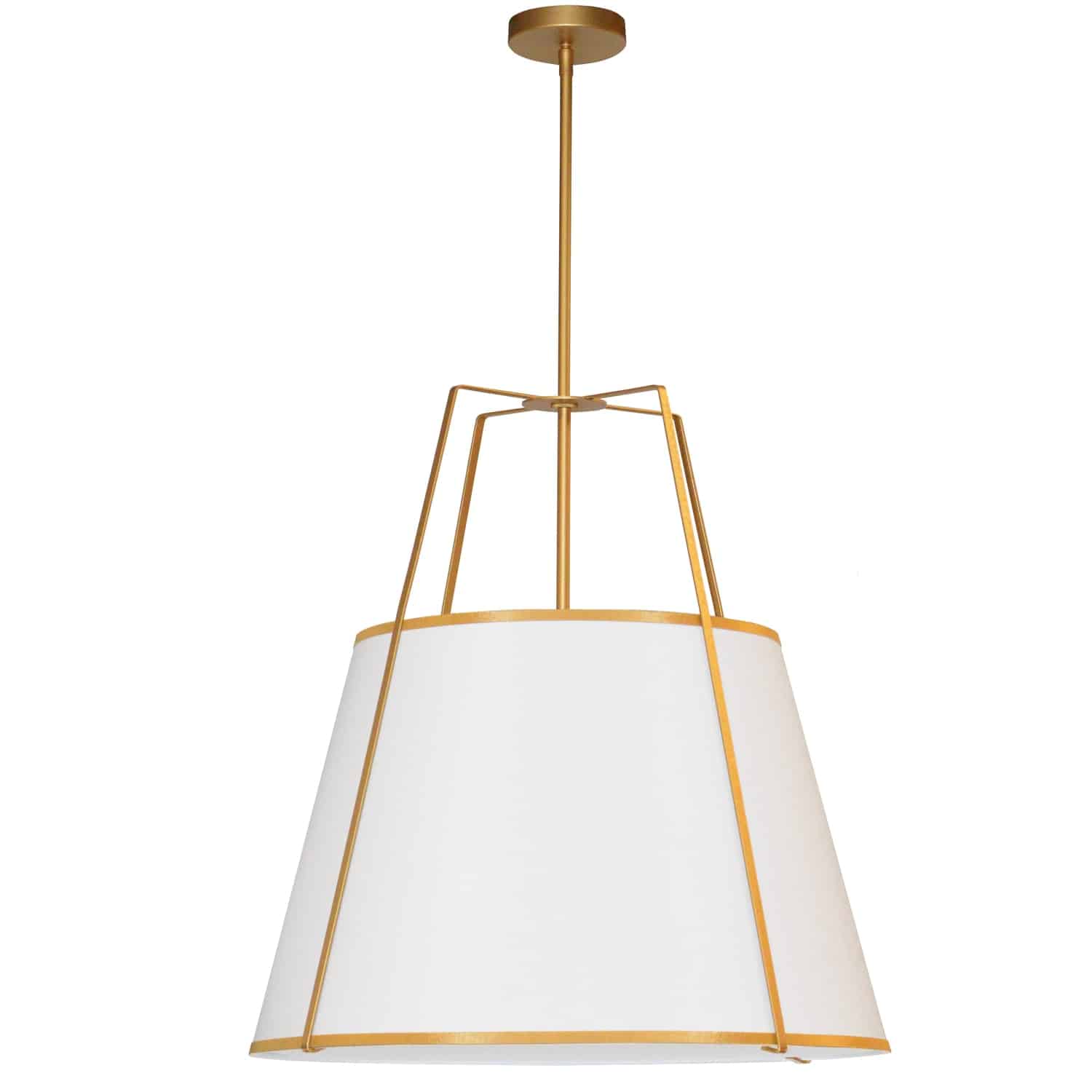 Dainolite Trapezoid - TRA-3P-GLD-WH - 3 Light Trapezoid Pendant Gold frame and White Shade w/790 Diffuser - Gold