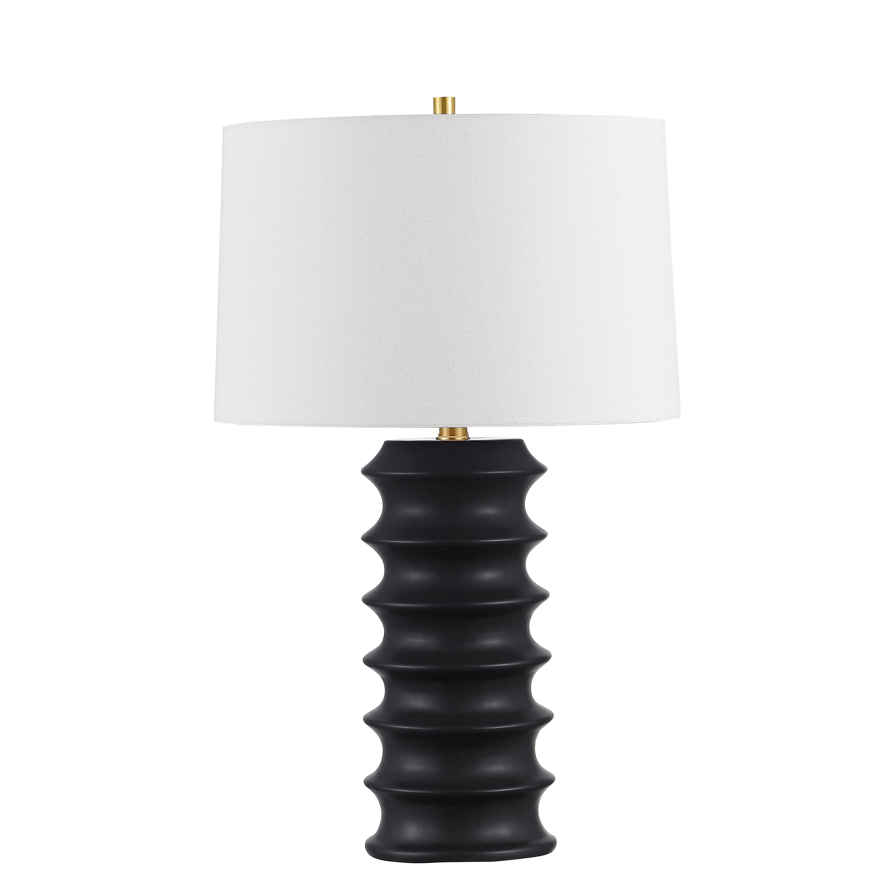 Dainolite Terence - TRC-261T-MB - 1 Light Table Lamp, Matte Black with White Shade - Black