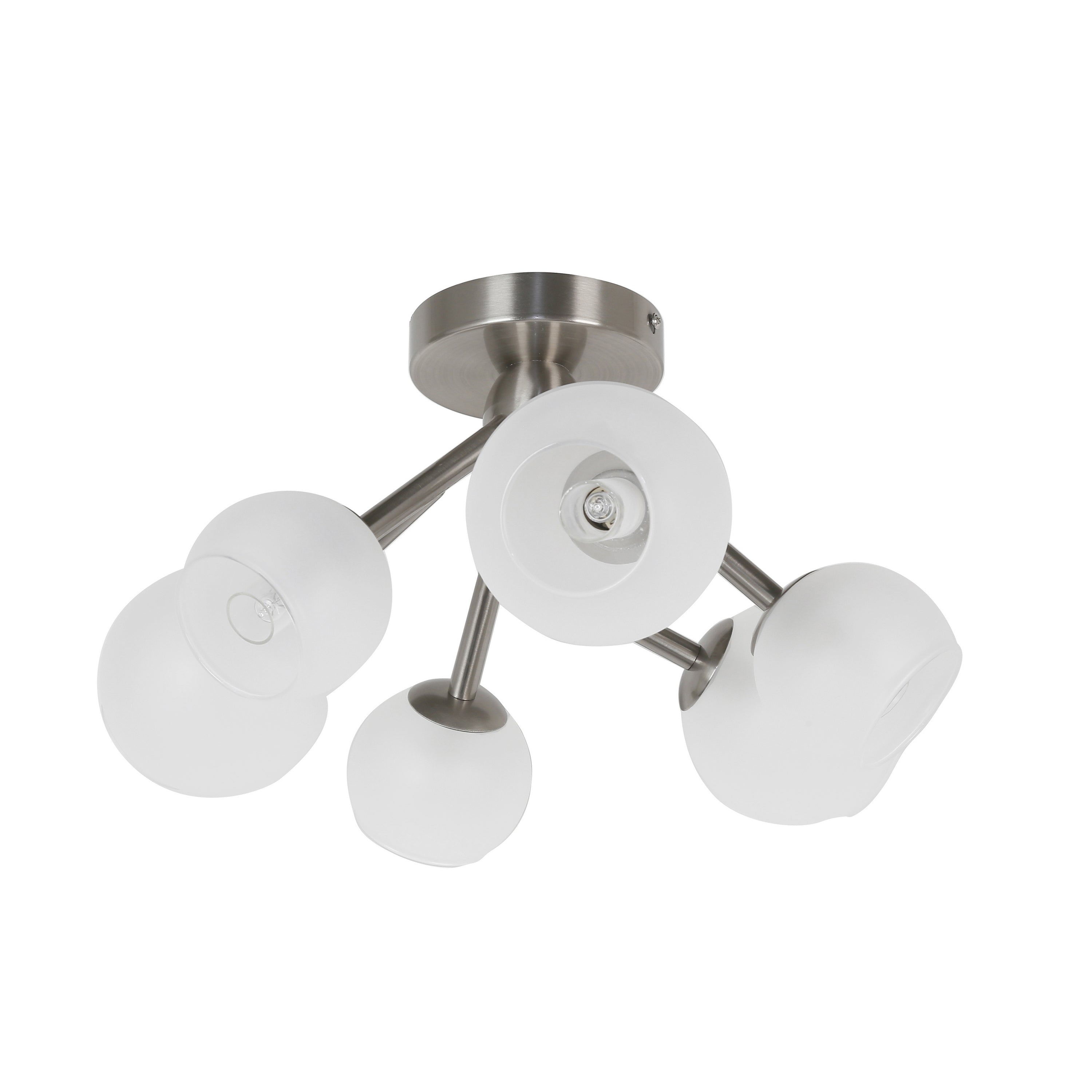 Dainolite Tanglewood - TWD-166SF-SC - 6 Light Semi Flush, Satin Chrome Finish with Frosted Glass - Satin Chrome