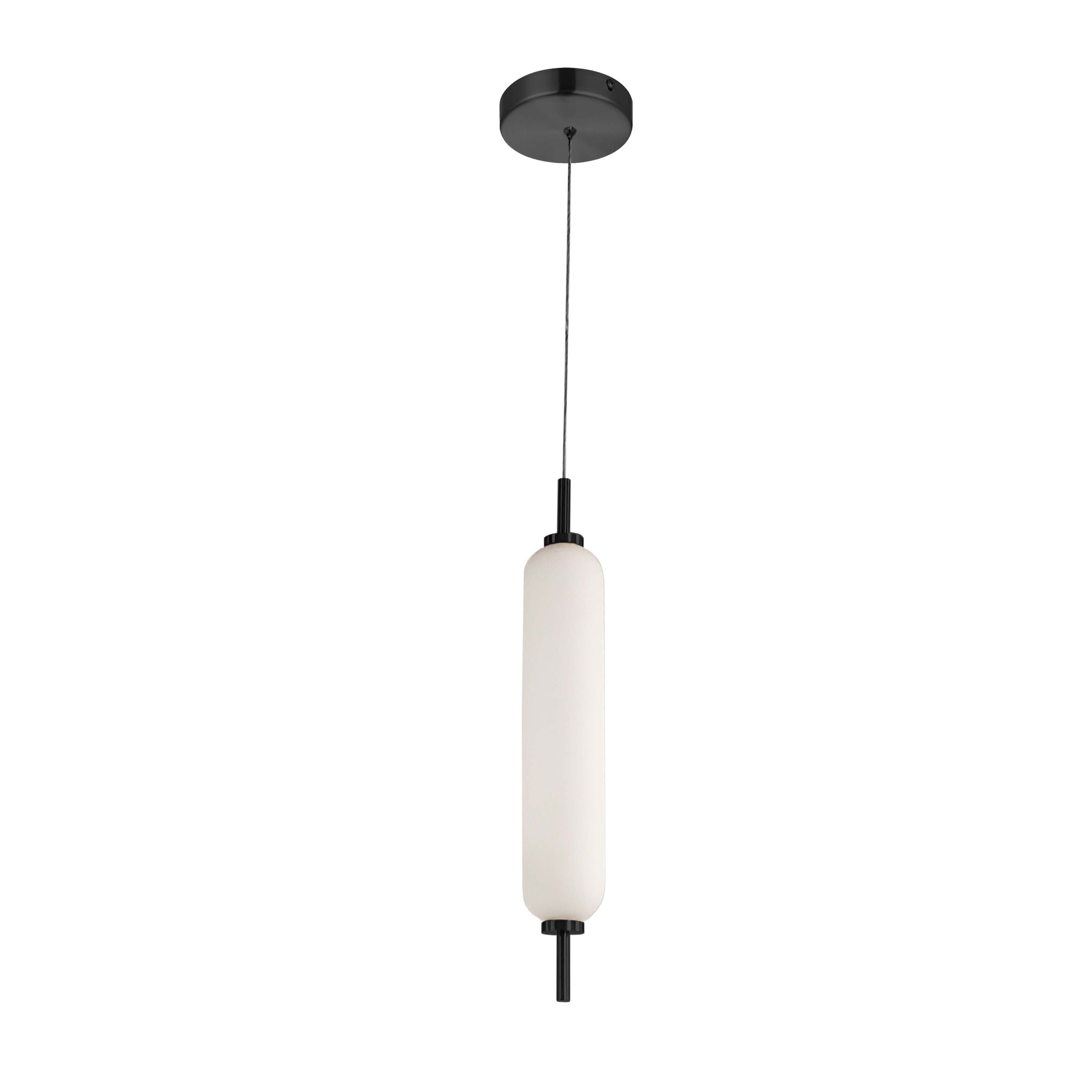 Dainolite TYA-141LEDP-MB 10W Pendant Matte Black with White Opal Glass