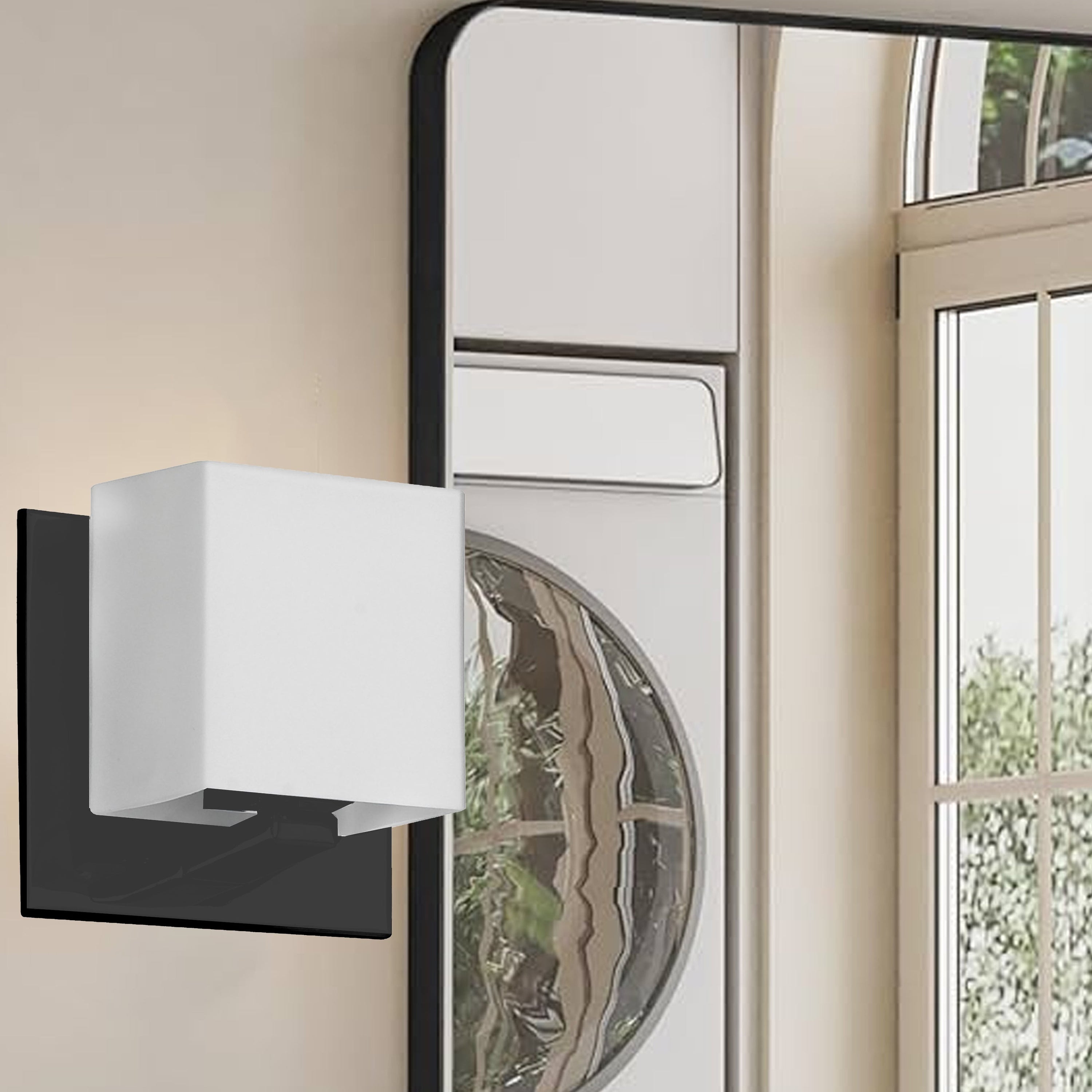 Dainolite Verona - V1230-1W-MB - 1 Light Wall Sconce, Matte Black with White Glass - Black