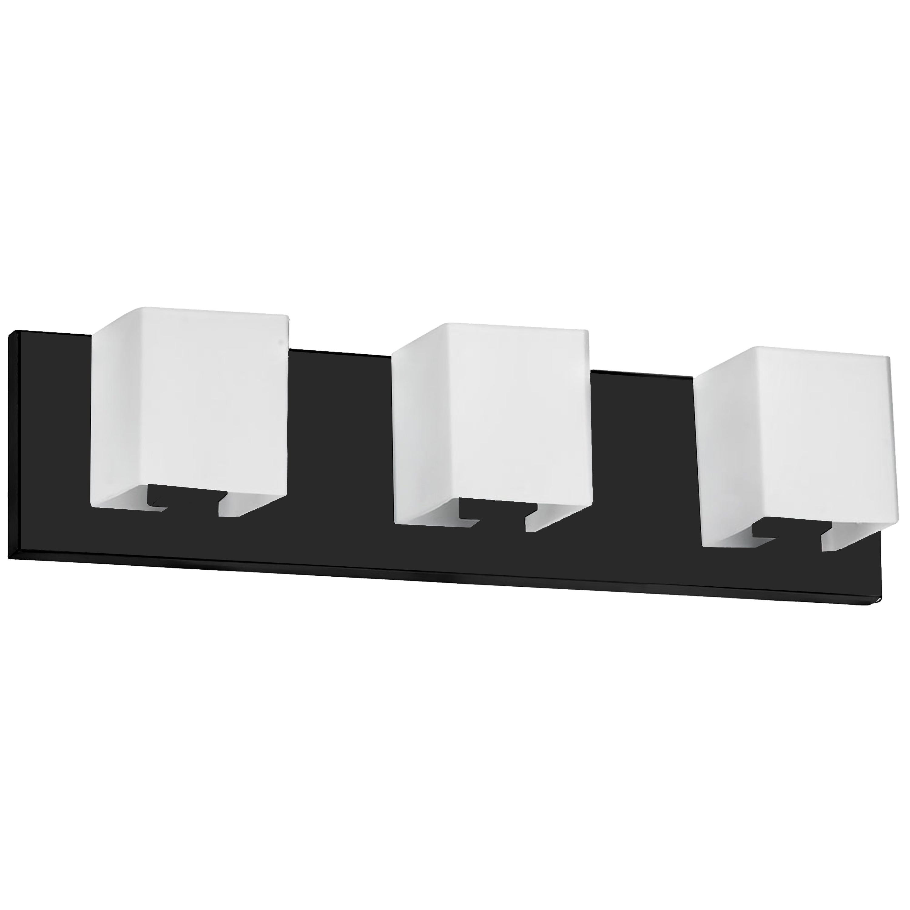 Dainolite Verona - V1230-3W-MB - 3 Light Vanity Fixture, Matte Black with White Glass - Black