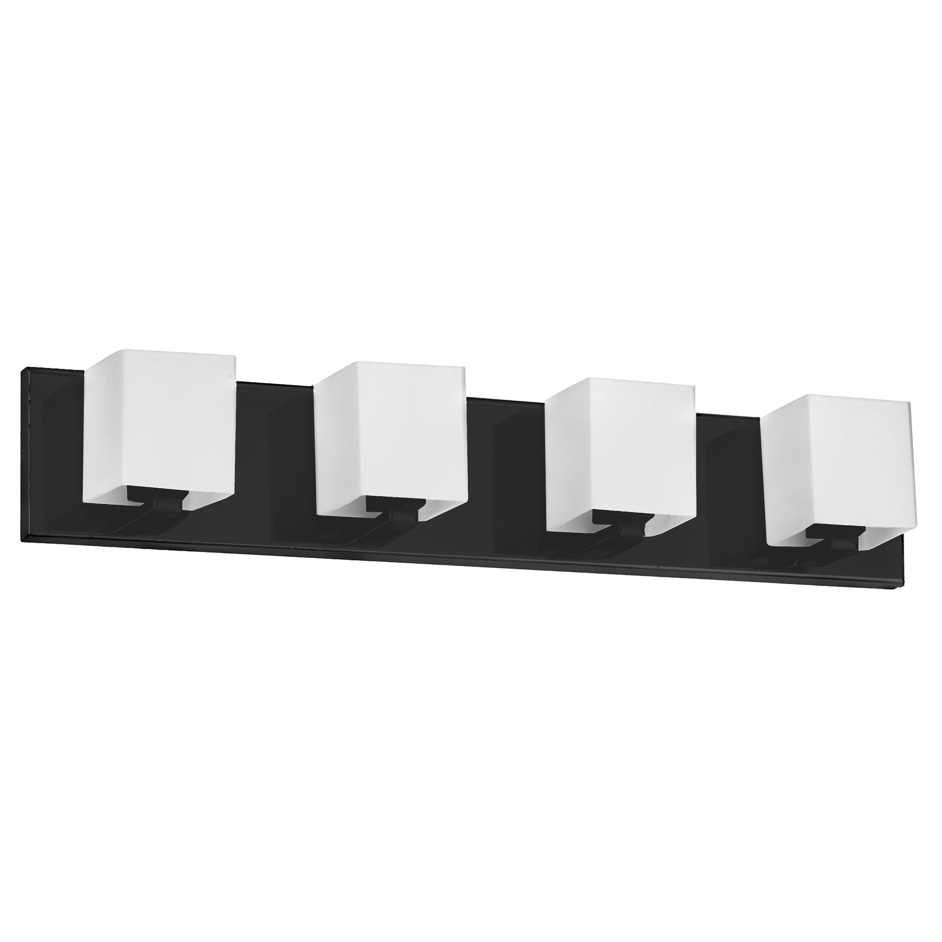 Dainolite Verona - V1230-4W-MB - 4 Light Vanity Fixture, Matte Black with White Glass - Black