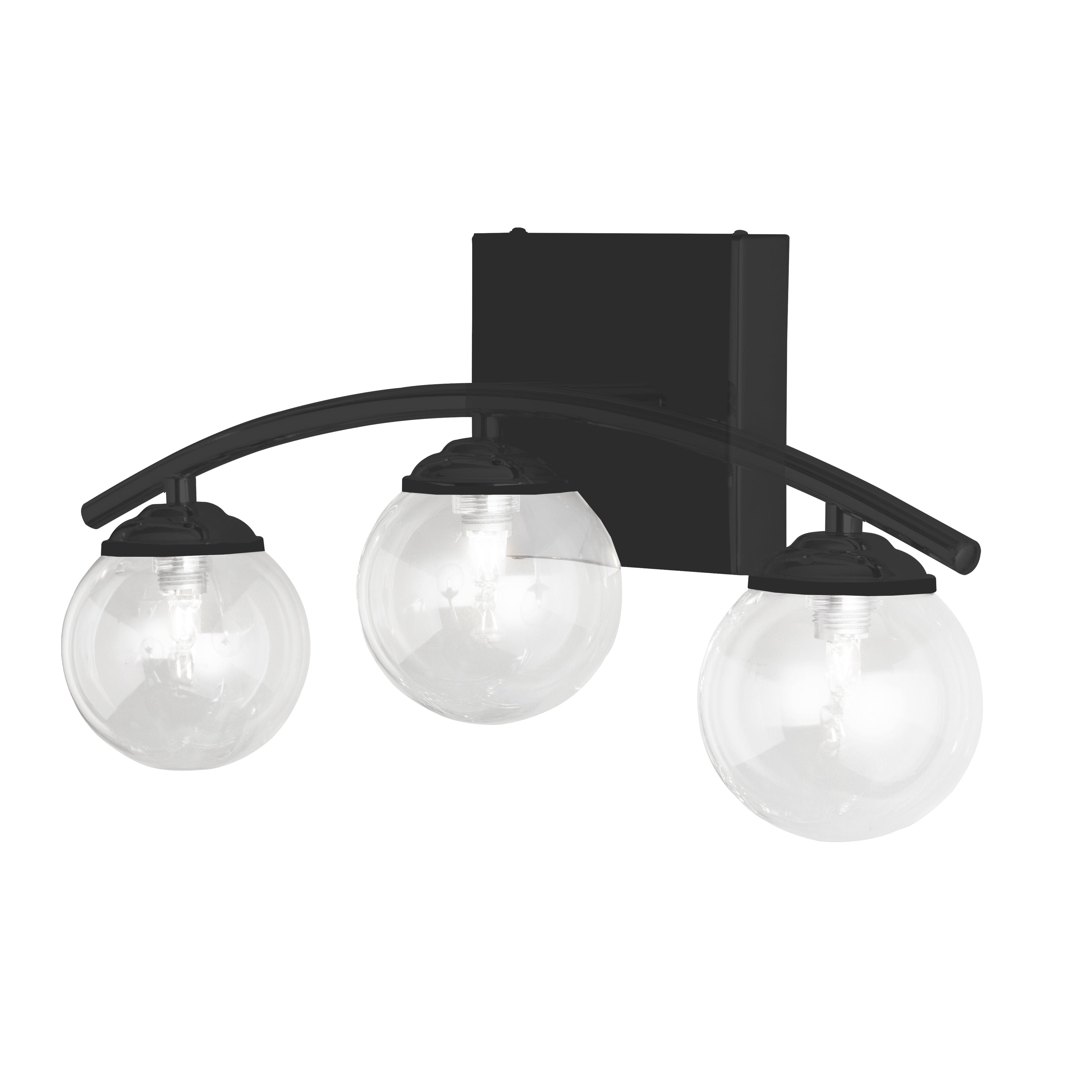 Dainolite Vanda - V13-203W-MB - 3 Light Vanity Fixture, Matte Black with Clear Glass - Black