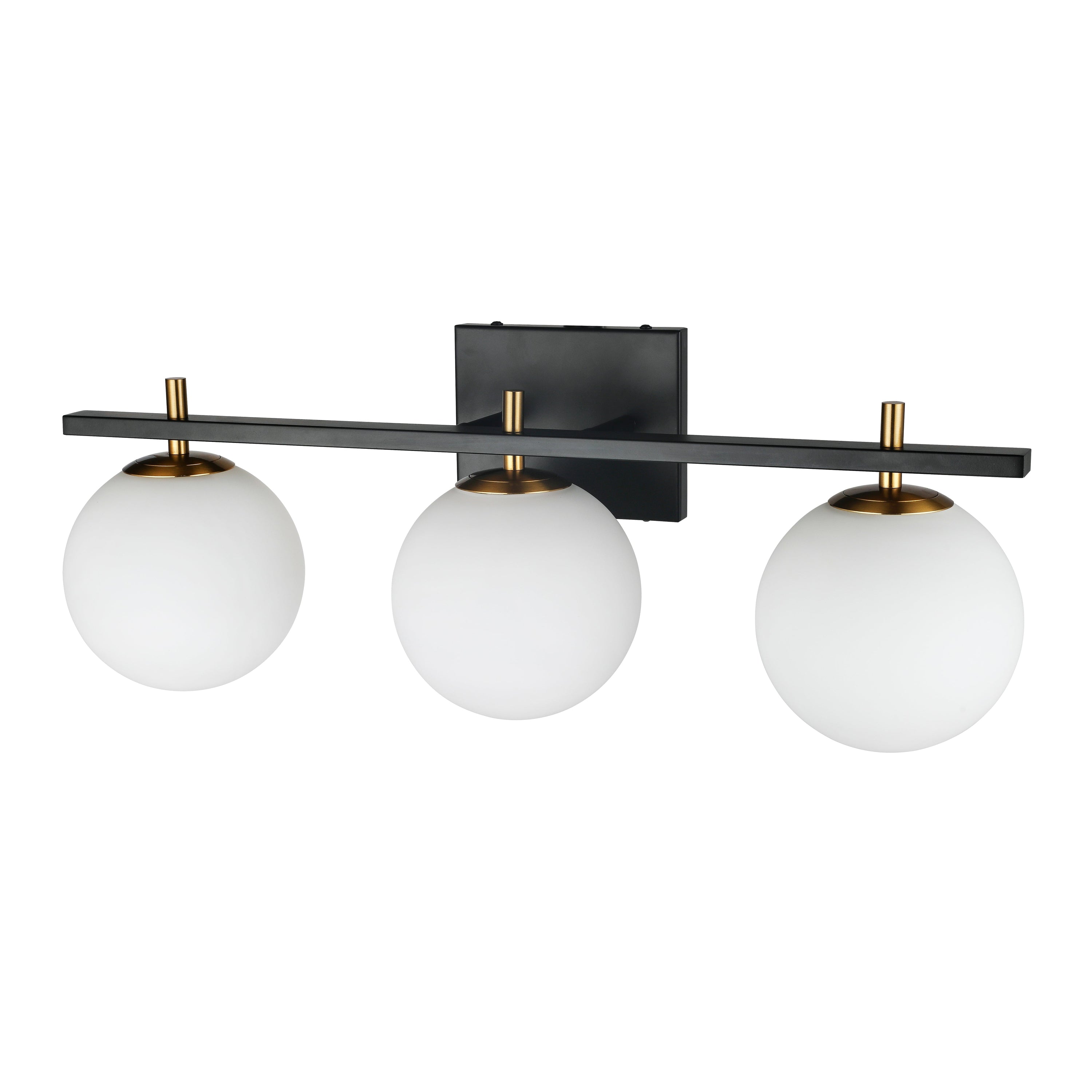 Dainolite Vivaldi - VAD-233W-MB-AGB - 3 Light Vanity Fixture, Matte Black and Aged Brass - Matte Black