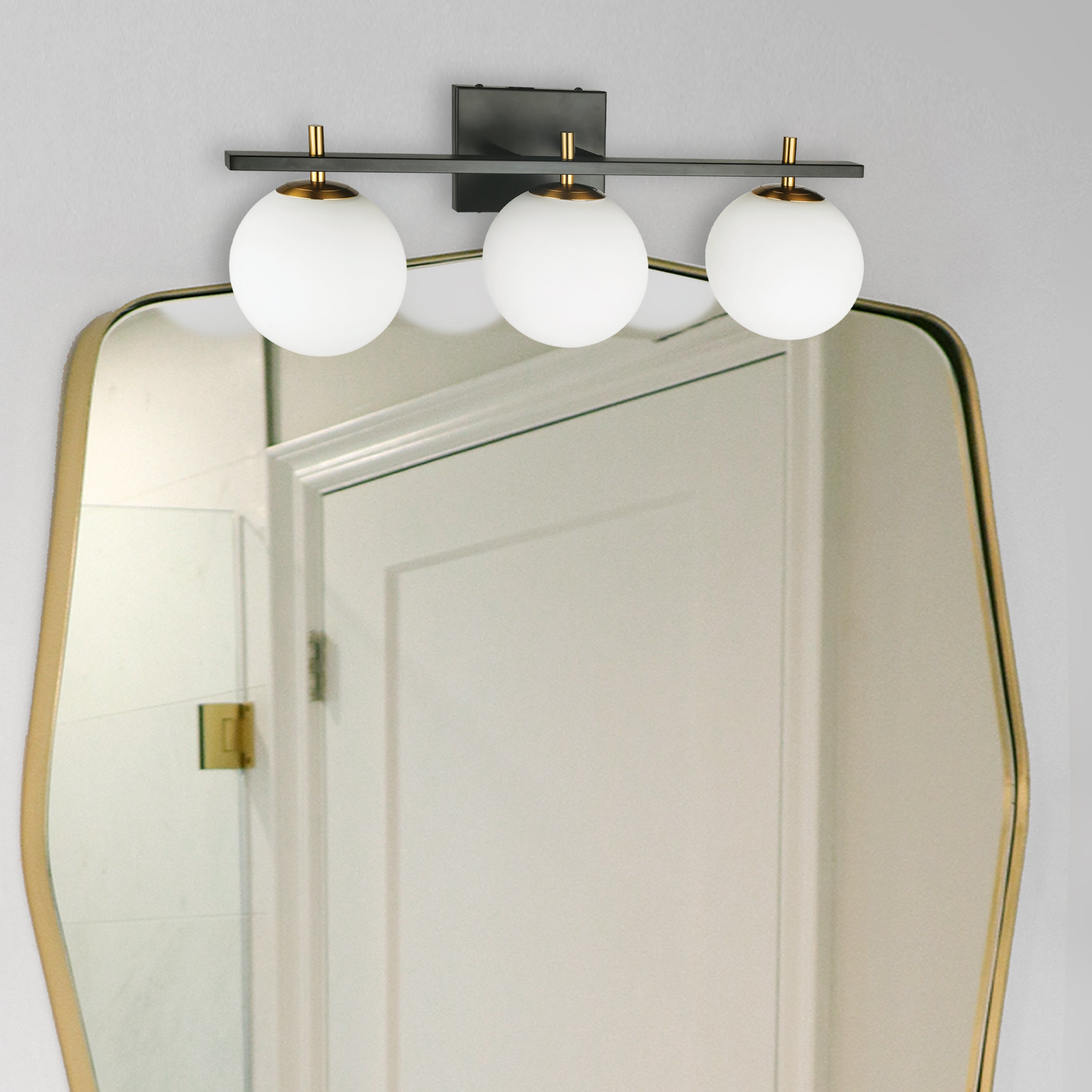 Dainolite Vivaldi - VAD-233W-MB-AGB - 3 Light Vanity Fixture, Matte Black and Aged Brass - Matte Black