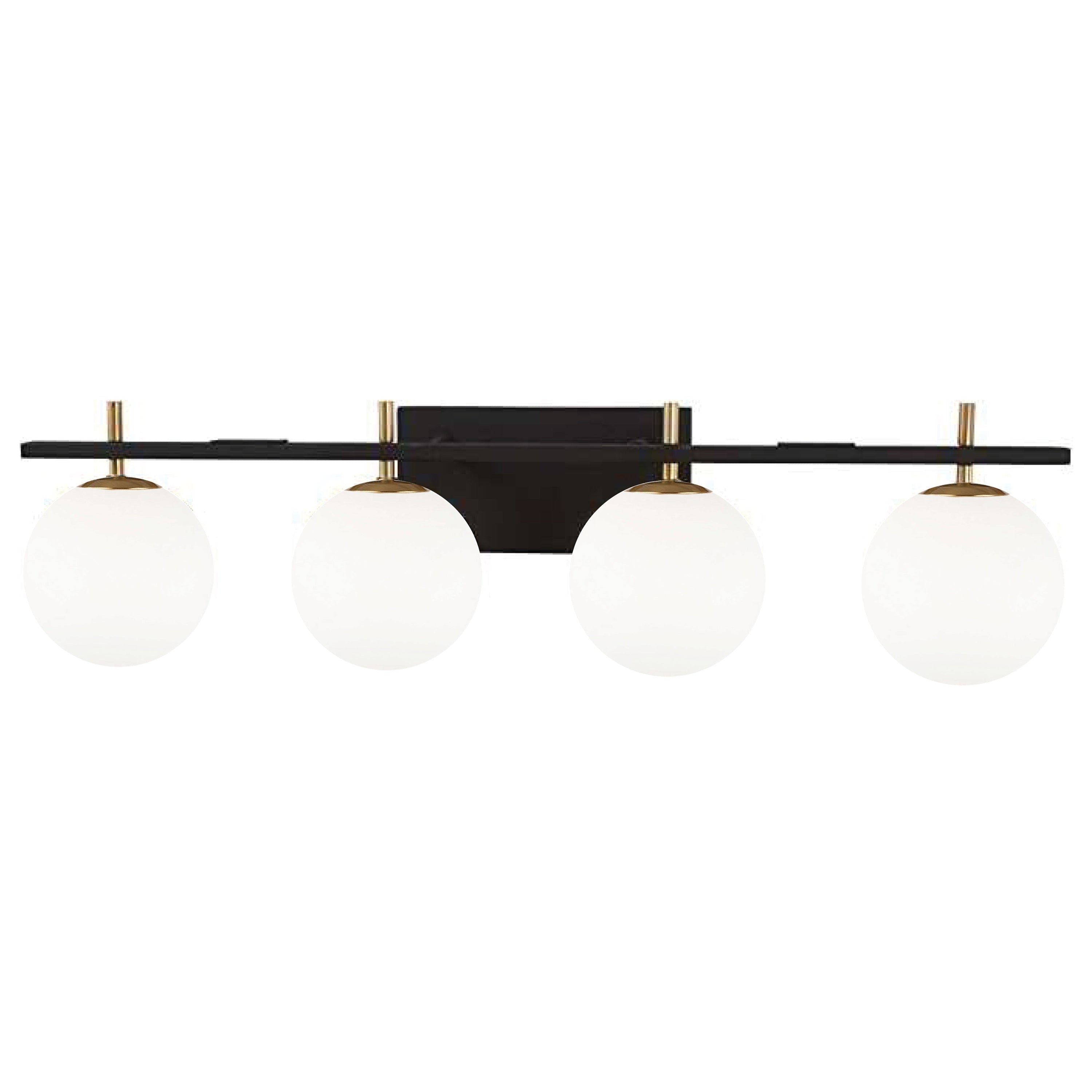 Dainolite Vivaldi - VAD-324W-MB-AGB - 4 Light Vanity Fixture, Matte Black and Aged Brass - Matte Black