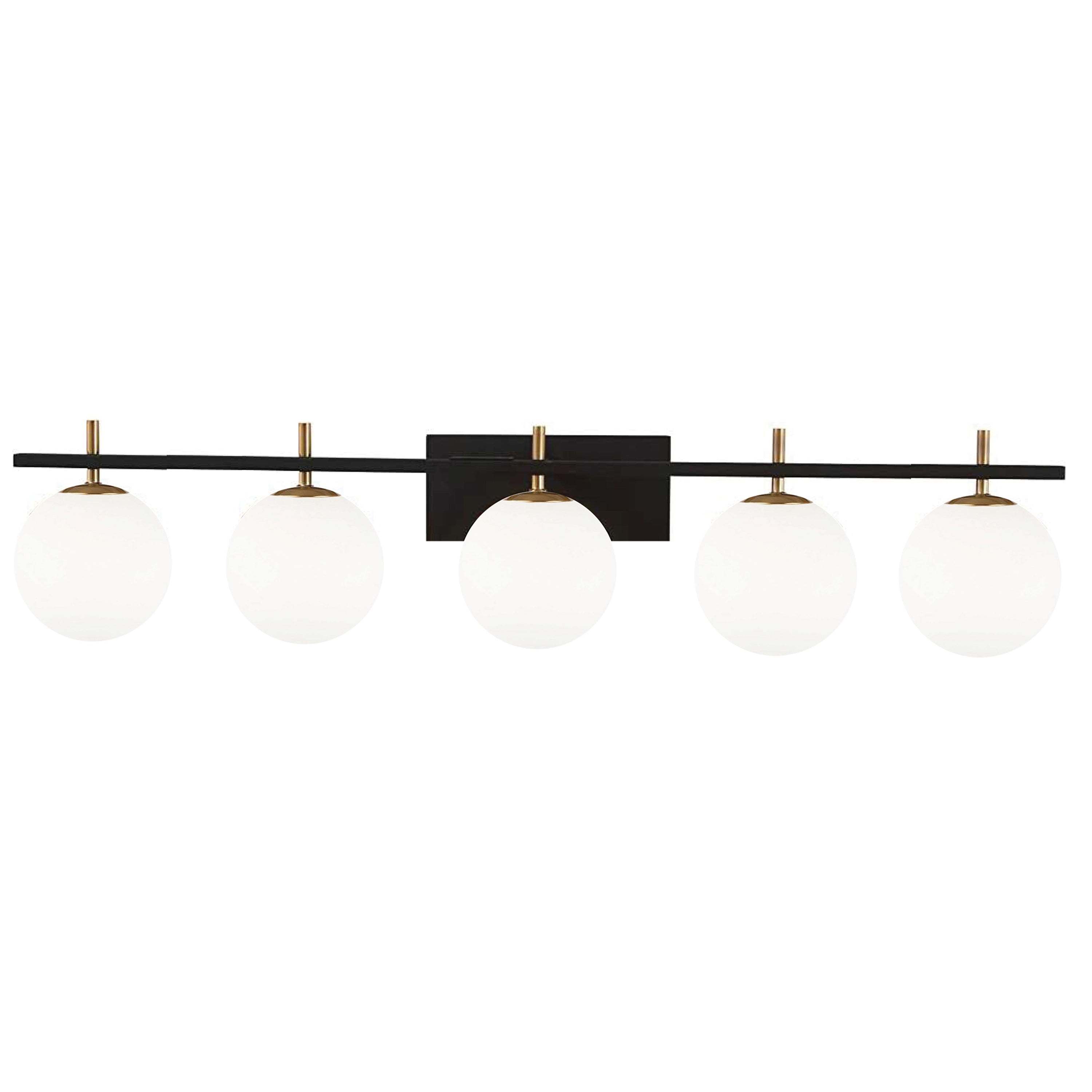 Dainolite Vivaldi - VAD-415W-MB-AGB - 5 Light Vanity Fixture, Matte Black and Aged Brass - Matte Black