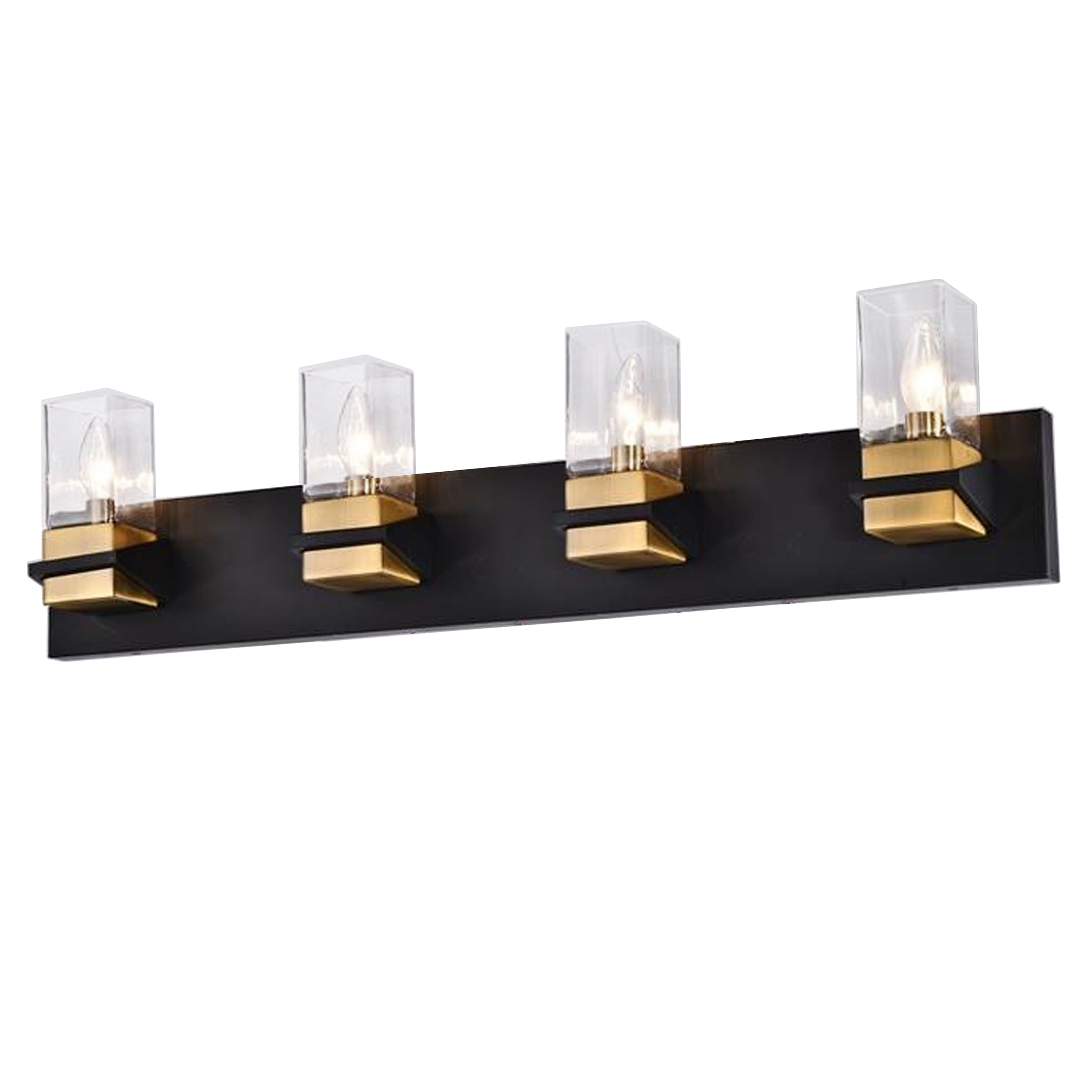 Dainolite Veronica - VER-324W-MB-AGB - 4 Light Vanity Fixture, Matte Black & Aged Brass w/ Clear Glass - Matte Black