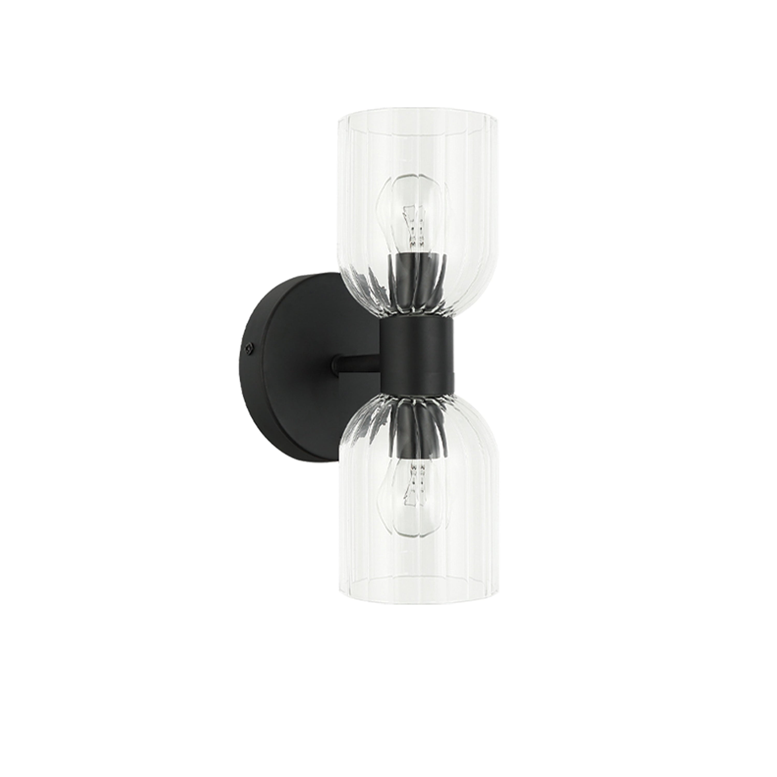 Dainolite Vienna - VIE-102W-MB - 2 Light Vienna Wall Sconce Matte Black w/ Clear Ribbed Glass - Matte Black