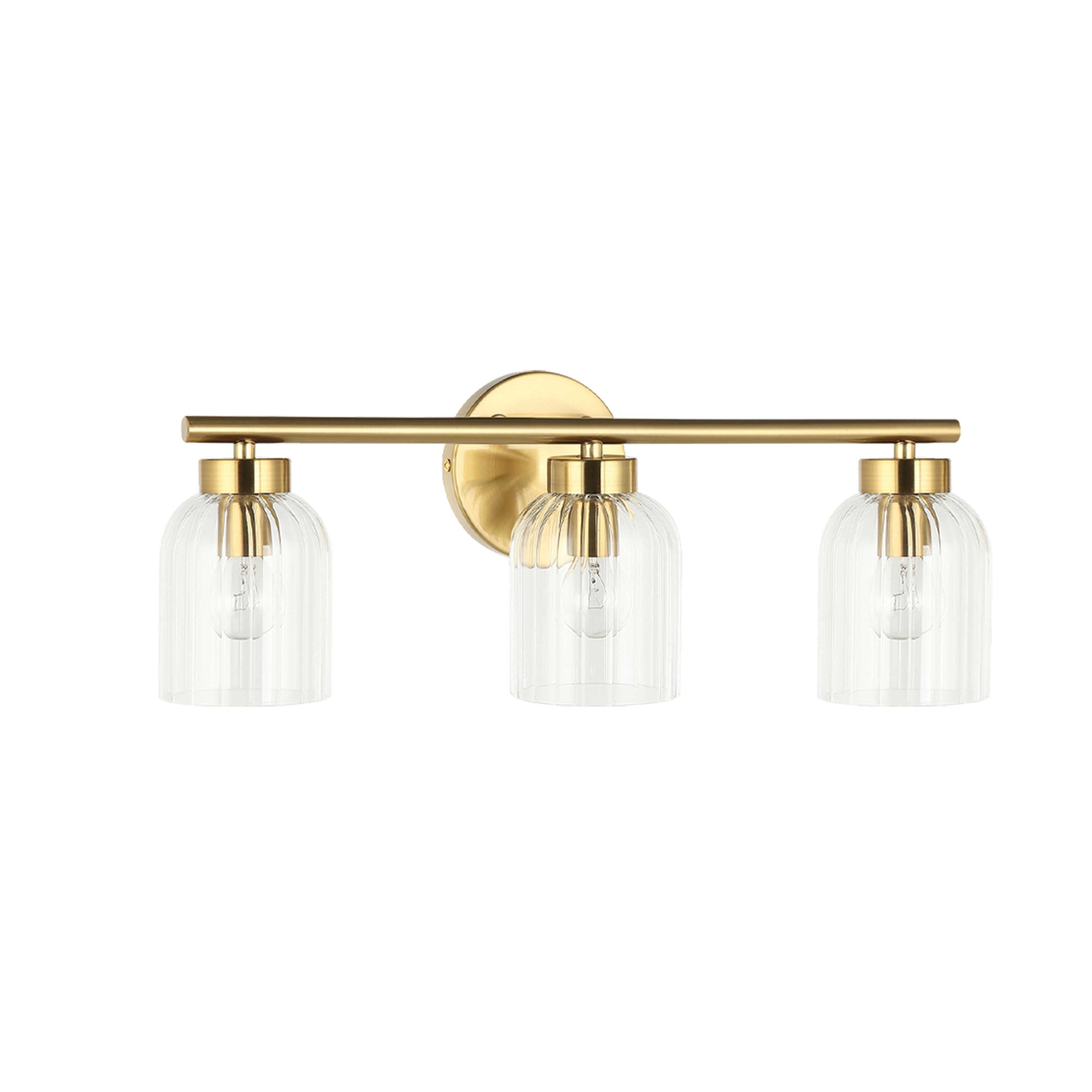 Dainolite Vienna - VIE-213W-AGB - 3 Light Vienna Vanity Fixture Aged Brass w/ Clear Ribbed Glass - Aged Brass