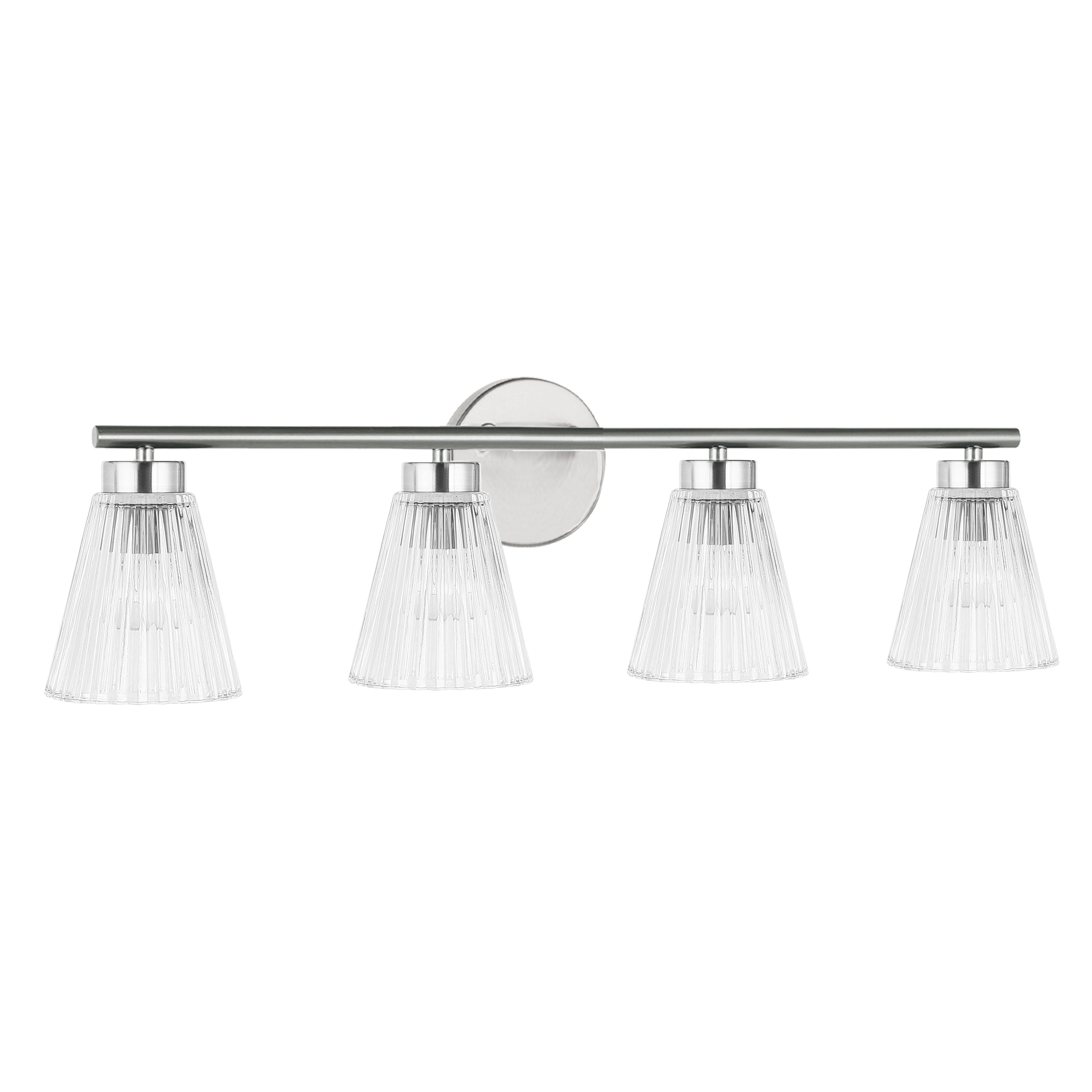 Dainolite VIE-304W-PC 4 Light Incandescent Vanity Polished Chrome with Clear Ribbed Glass